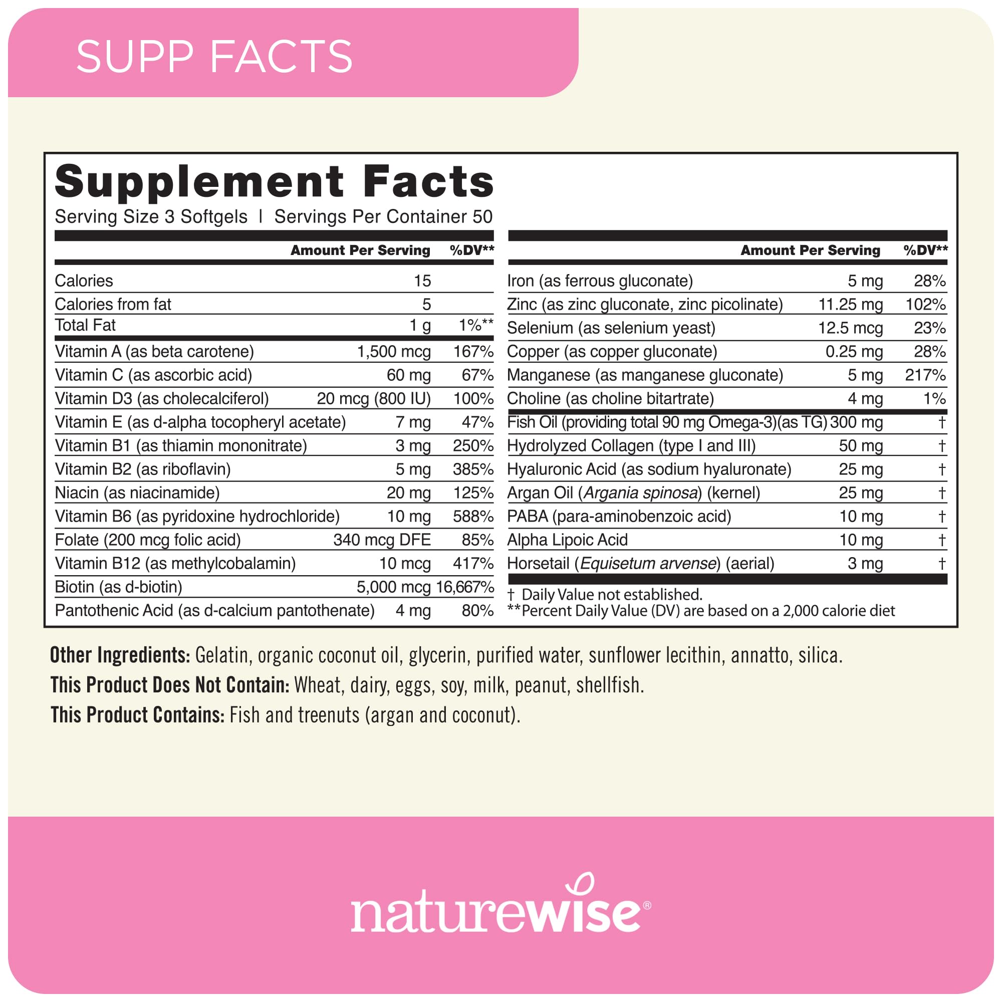 Foto 6 pulgar | Suplemento de Vitamina Naturewise para Cabello Piel y Uñas 150 Cápsulas Blandas - Venta Internacional