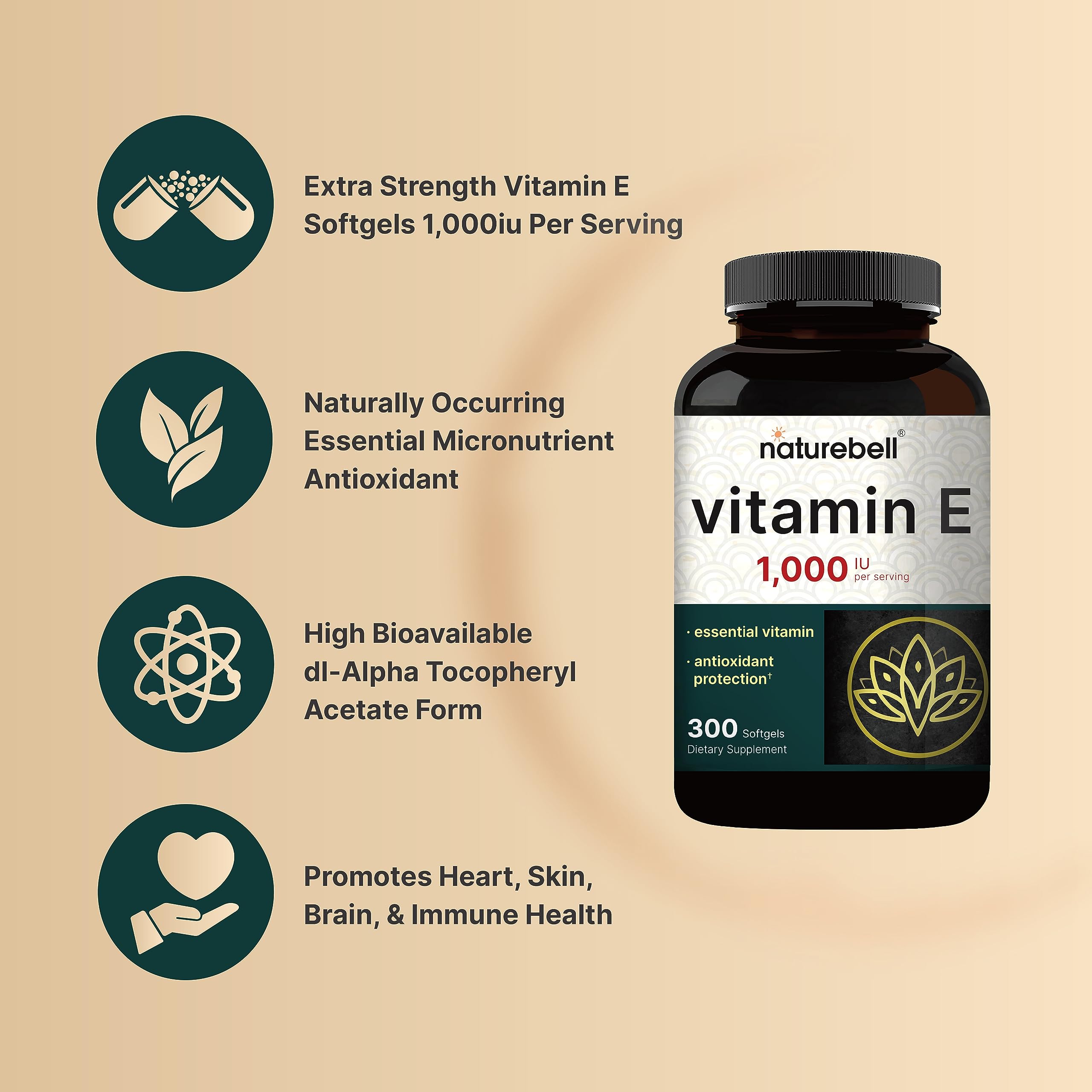Foto 4 pulgar | Suplemento NatureBell Vitamina E 300 Tabletas-Venta Internacional