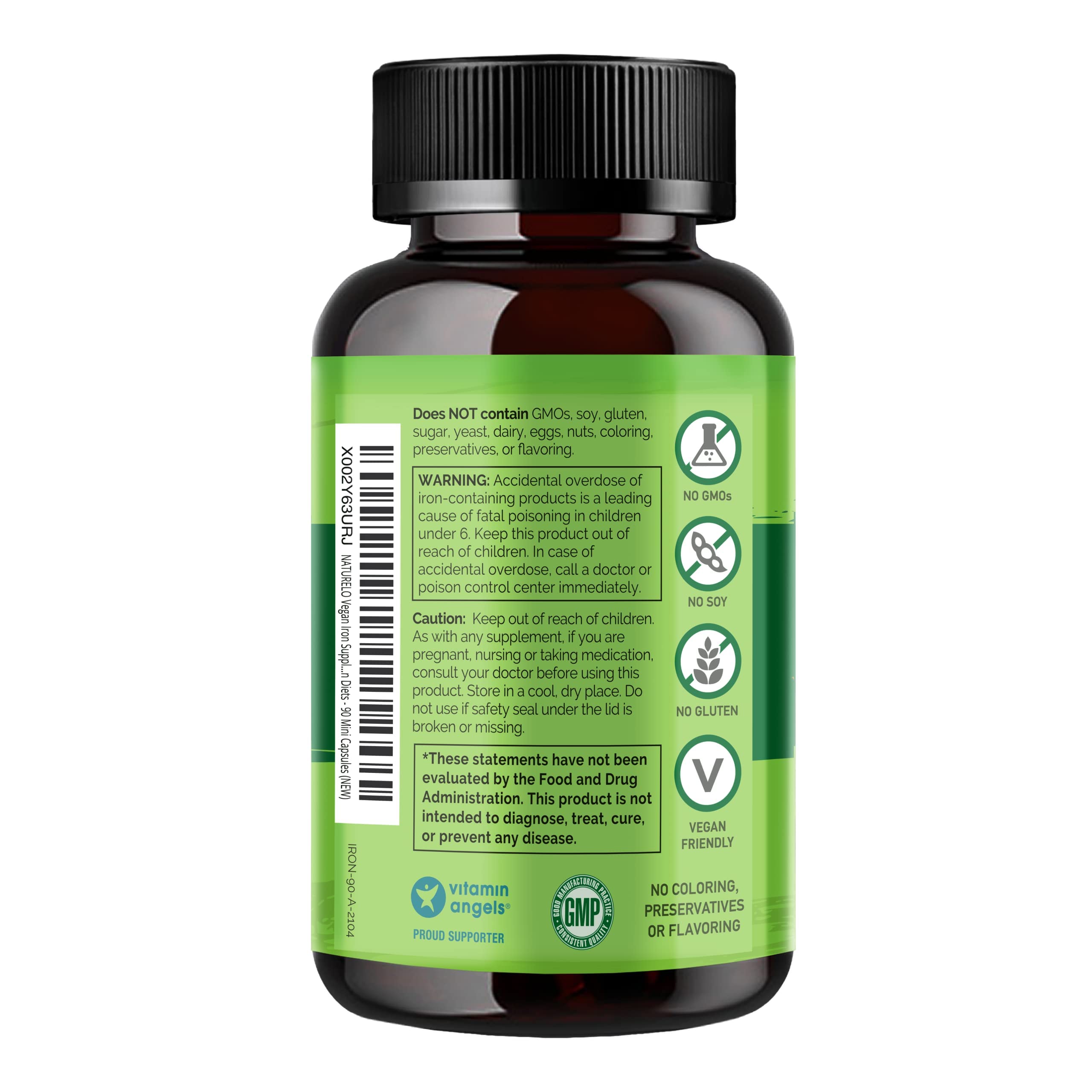 Foto 4 pulgar | Suplemento Naturelo Vegan Hierro con Vitamina C 90 Minicápsulas - Venta Internacional