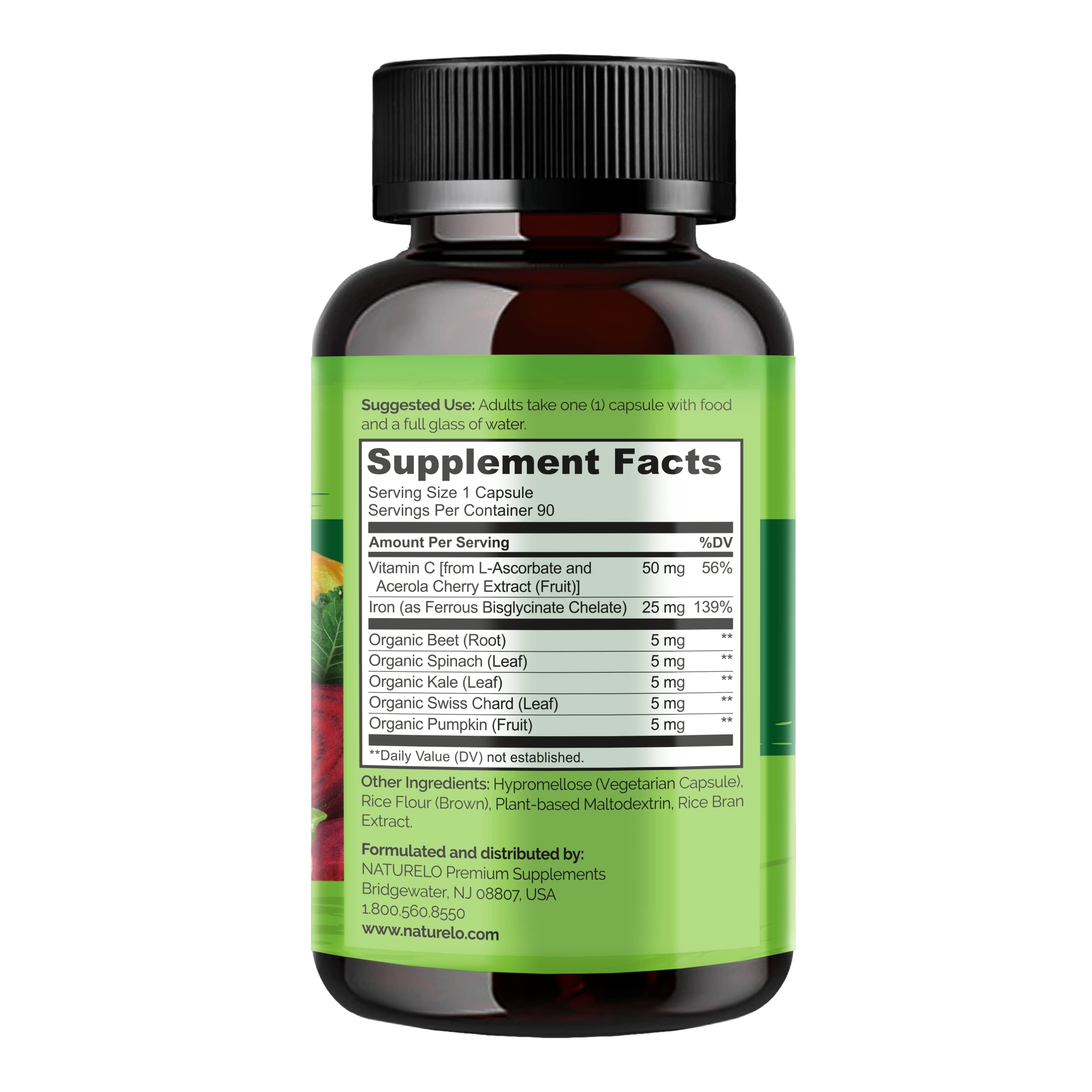 Foto 5 pulgar | Suplemento Naturelo Vegan Hierro con Vitamina C 90 Minicápsulas - Venta Internacional