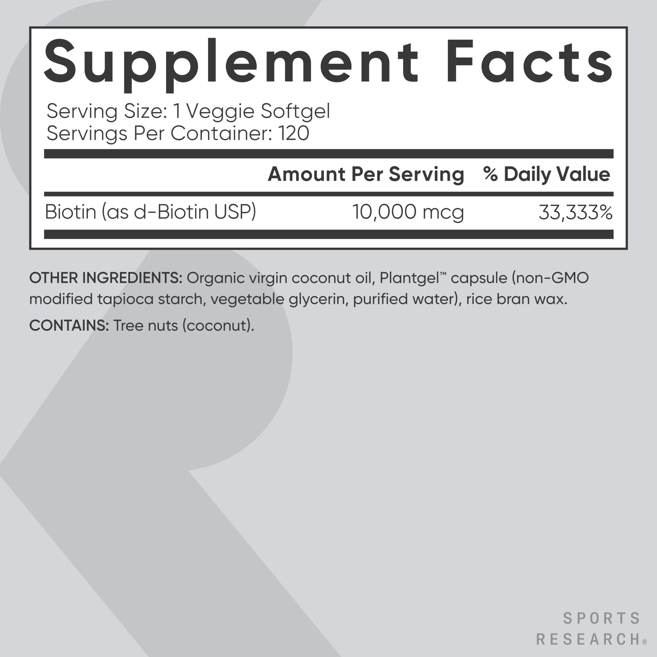 Foto 7 pulgar | Suplemento Sports Research Biotina Vegana 10 000 mcg 120 Cápsulas Blandas - Venta Internacional