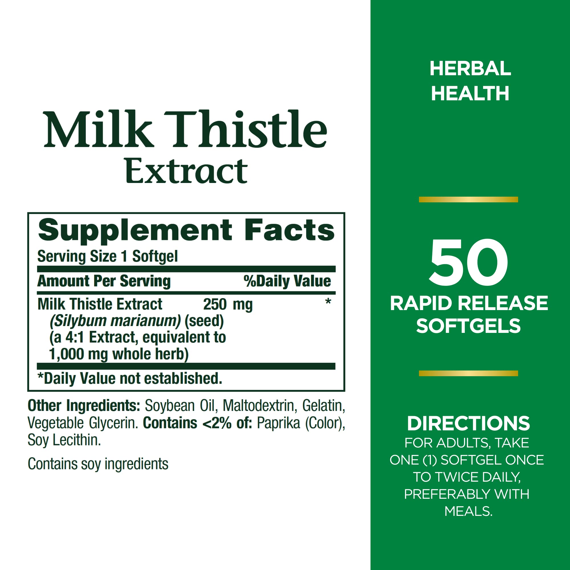 Foto 3 pulgar | Suplemento Nature's Bounty Milk Thistle 1000 Mg 50 Cápsulas Blandas - Venta Internacional