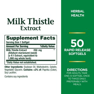 Foto 2 | Suplemento Nature's Bounty Milk Thistle 1000 Mg 50 Cápsulas Blandas - Venta Internacional