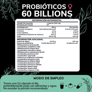 Foto 6 | Suplemento Alimenticio Probioticos Mujer 60 Billion Inulina De Agave + Prebióticos Quotidien 60 Cápsulas