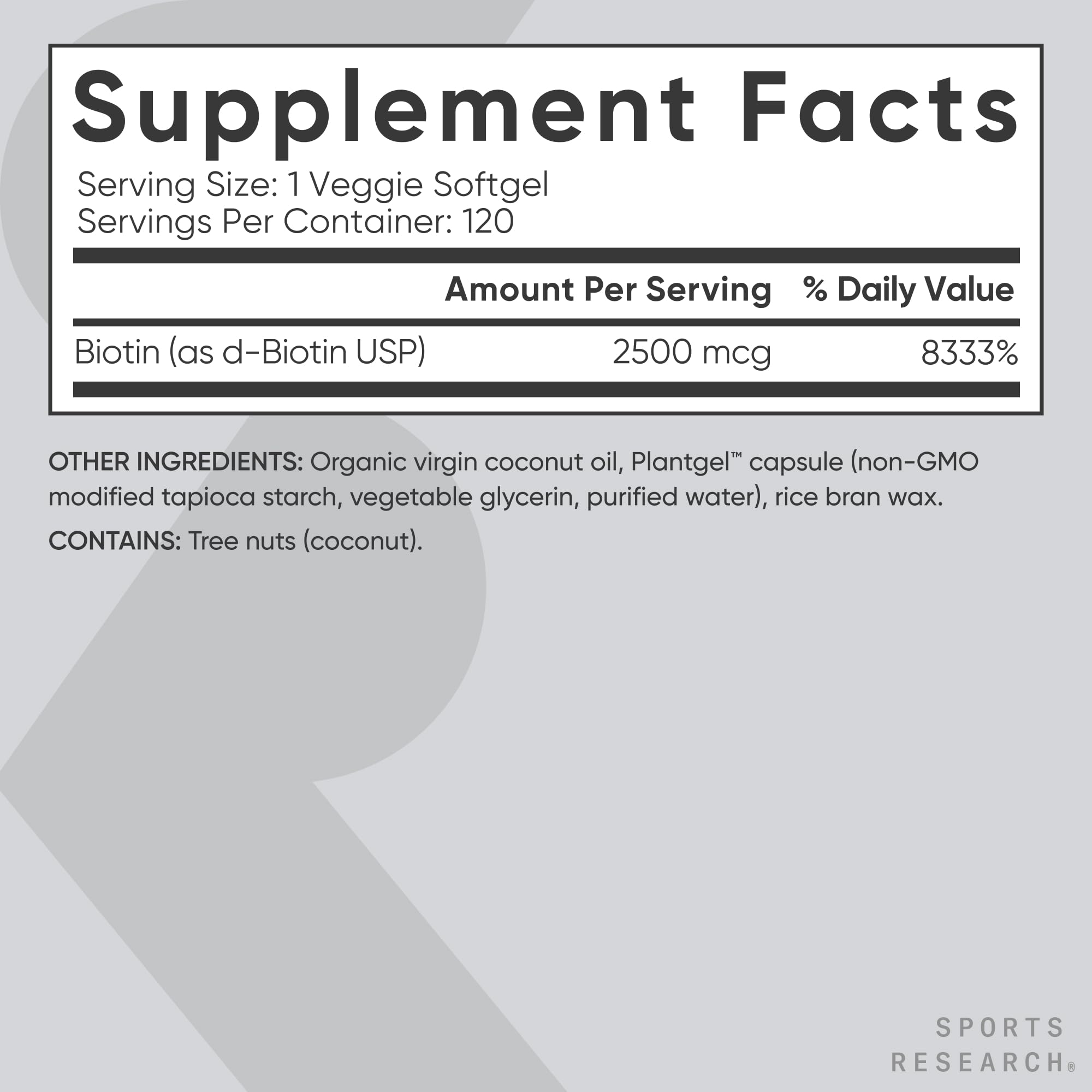 Foto 7 pulgar | Suplemento Sports Research Biotina Vegana 2500 mcg 120 Cápsulas Blandas - Venta Internacional