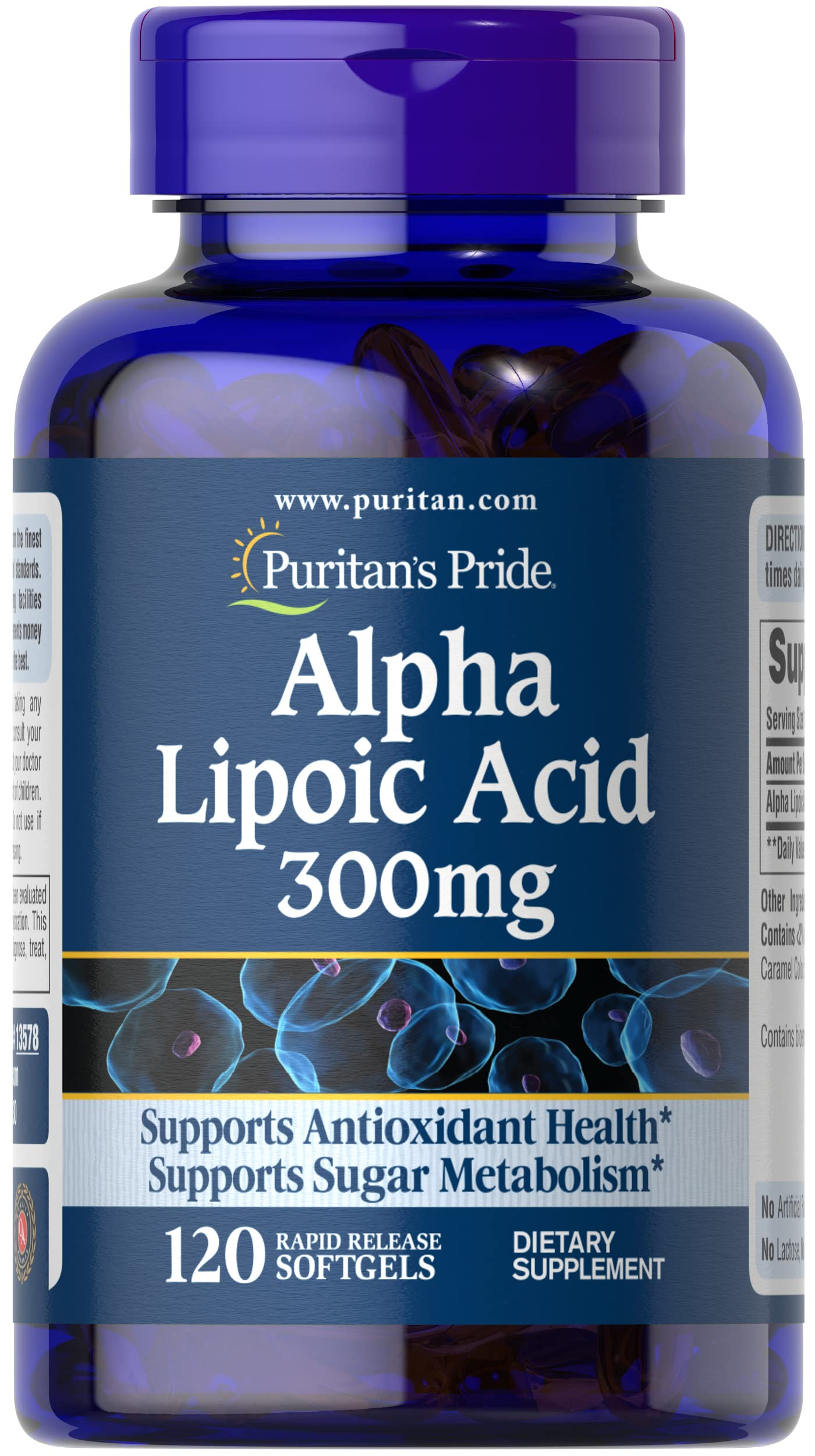 Foto 2 pulgar | Suplemento de Ácido Alfa Lipoico Puritan's Pride 300 mg 120 Cápsulas Blandas - Venta Internacional