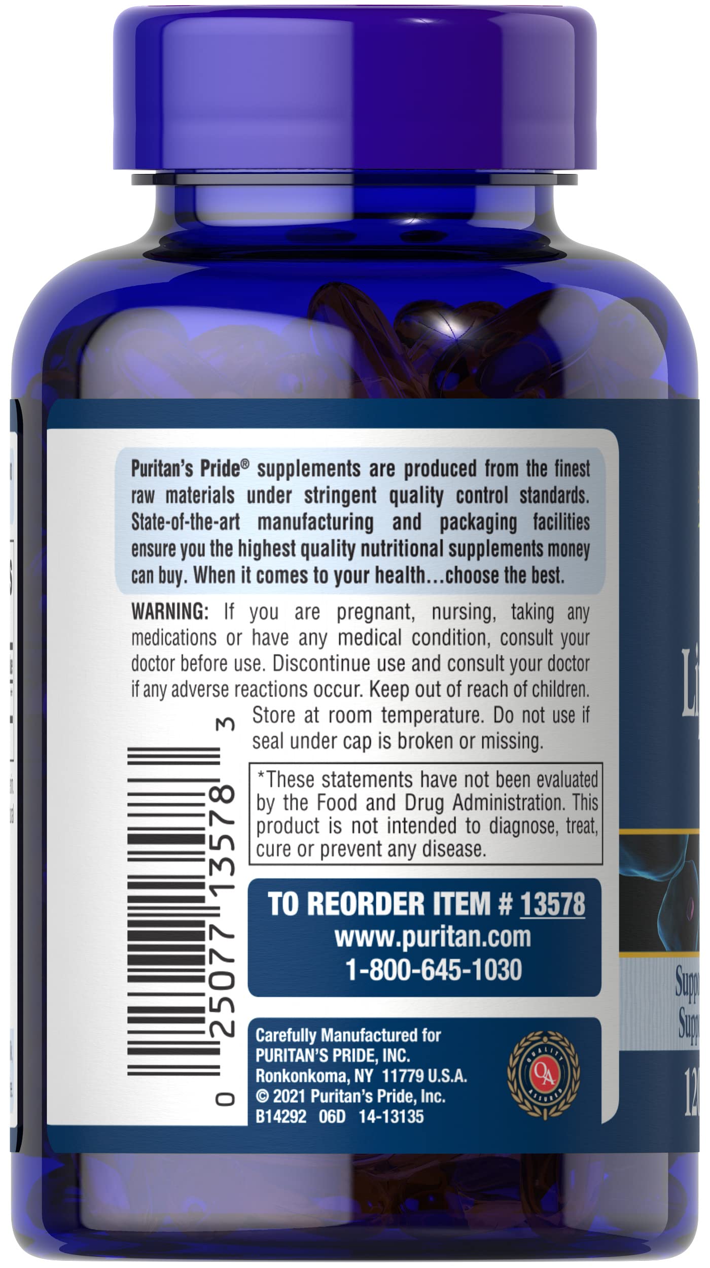 Foto 3 pulgar | Suplemento de Ácido Alfa Lipoico Puritan's Pride 300 mg 120 Cápsulas Blandas - Venta Internacional