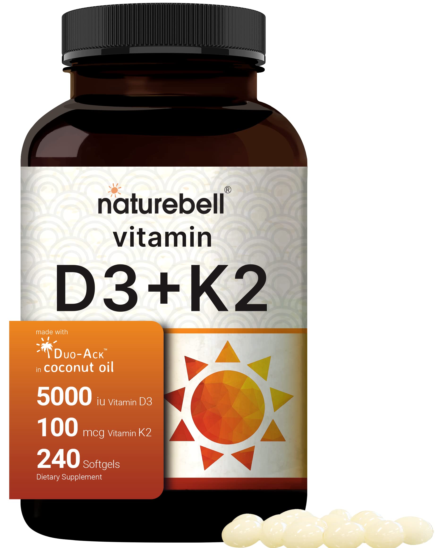 Foto 2 pulgar | Suplemento Naturebell De Vitamina D3 5000 K2 240 Cápsulas- Venta Internacional