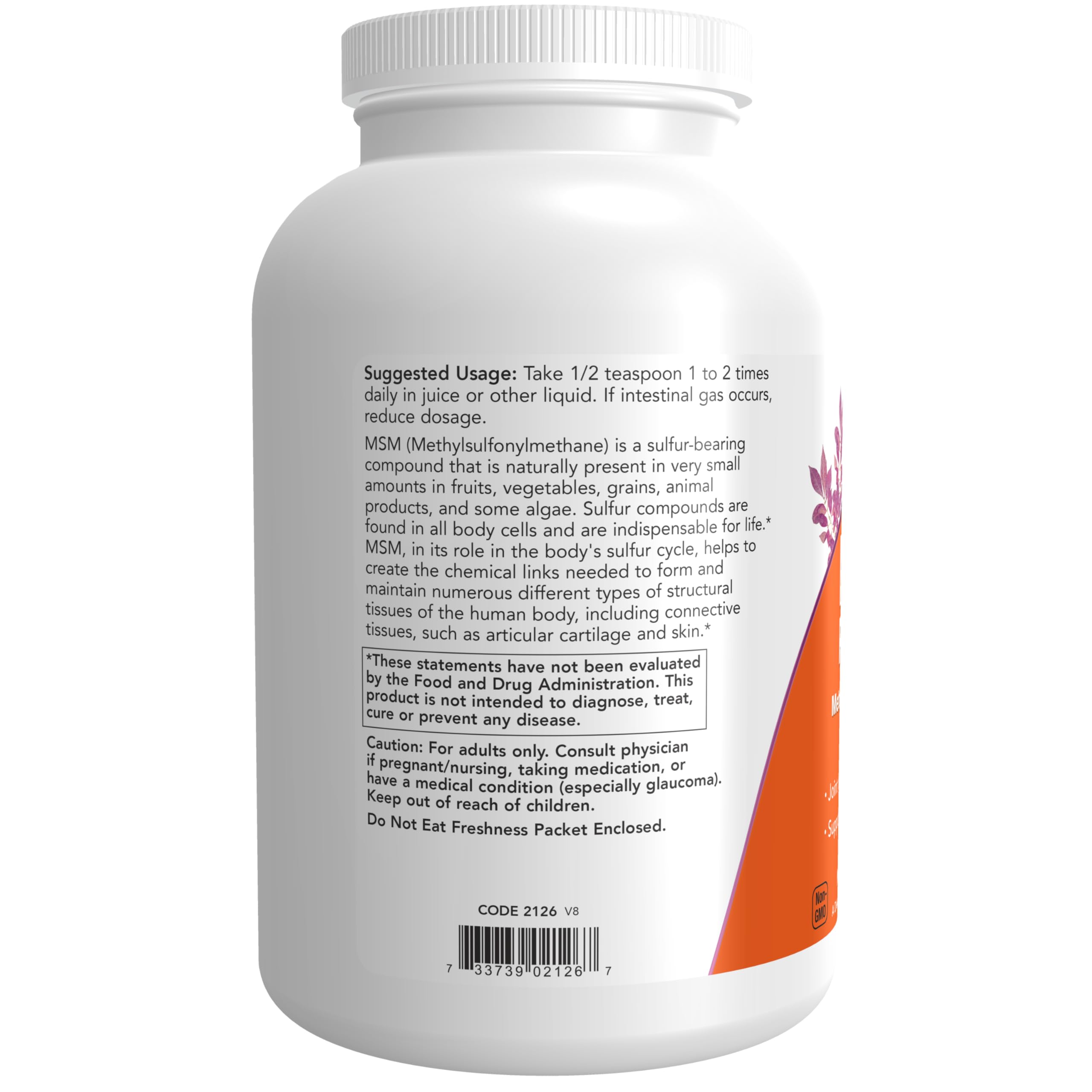 Foto 4 pulgar | Suplemento Now MSM Metilsulfonilmetano en Polvo 454 g - Venta Internacional