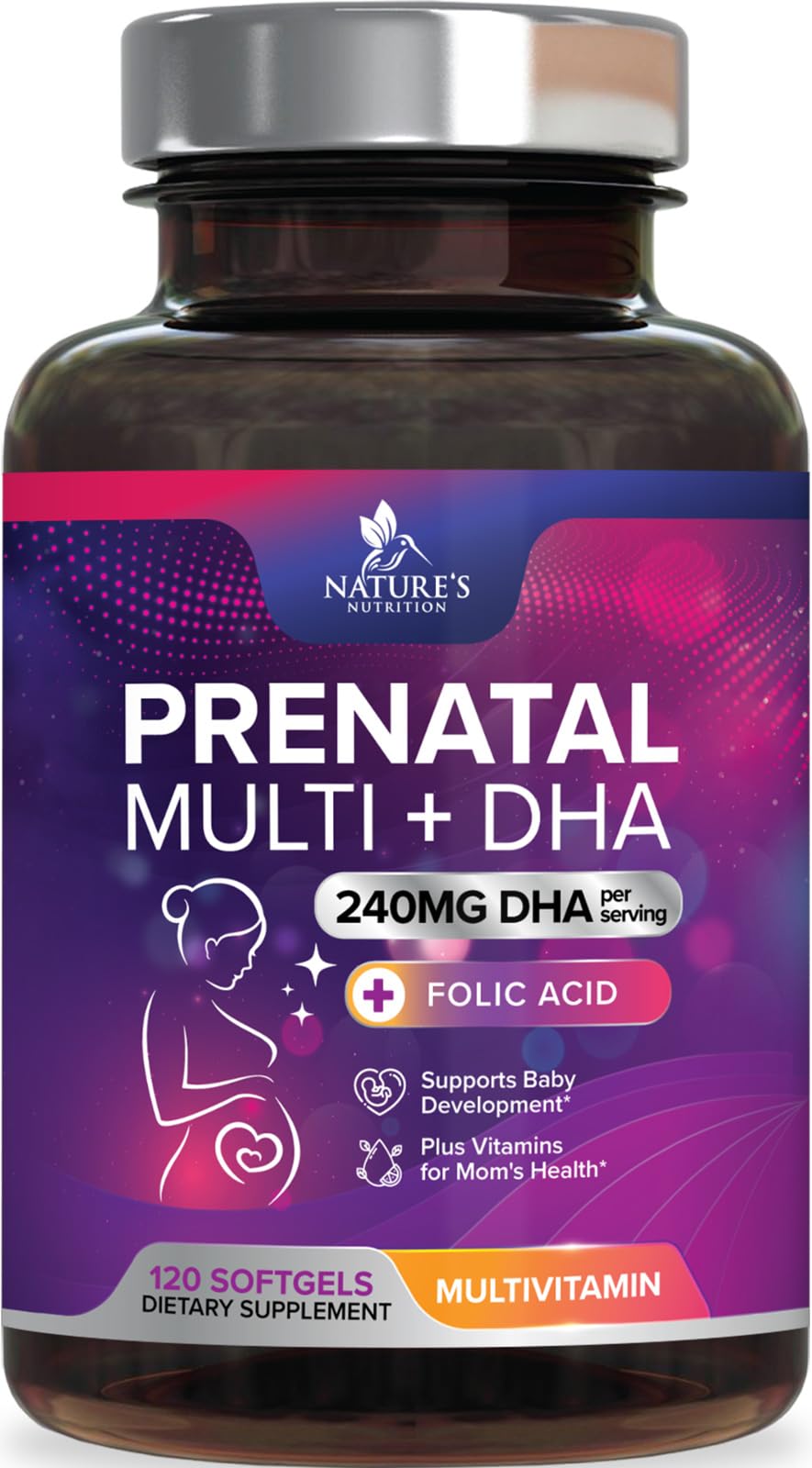 Foto 2 pulgar | Multivitamínico Prenatal Nature's Nutrition con Ácido Fólico y DHA 120 Gomitas - Venta Internacional
