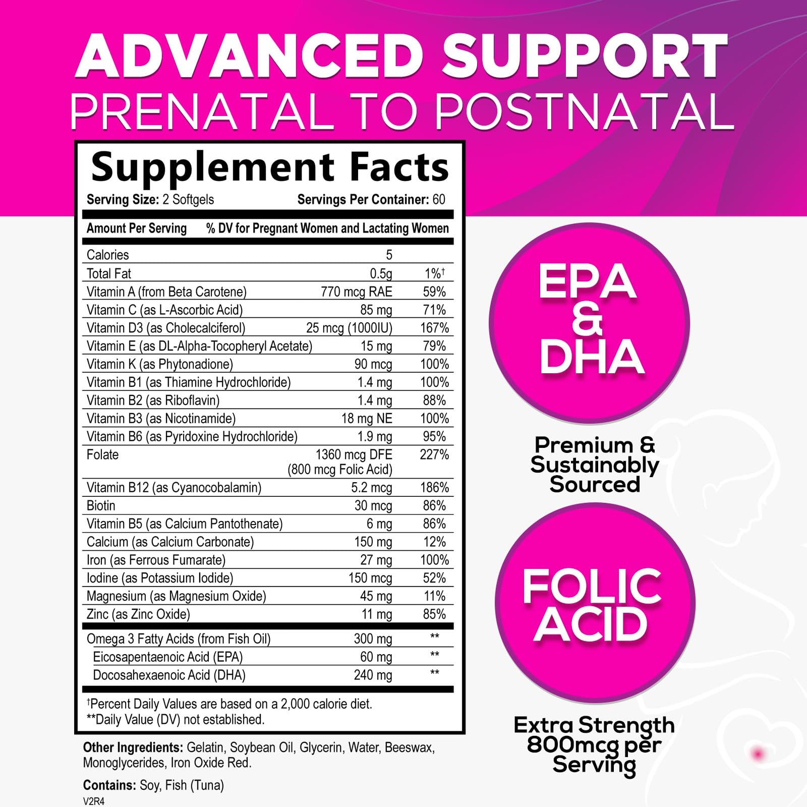 Foto 3 pulgar | Multivitamínico Prenatal Nature's Nutrition con Ácido Fólico y DHA 120 Gomitas - Venta Internacional