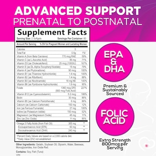 Foto 2 | Multivitamínico Prenatal Nature's Nutrition con Ácido Fólico y DHA 120 Gomitas - Venta Internacional