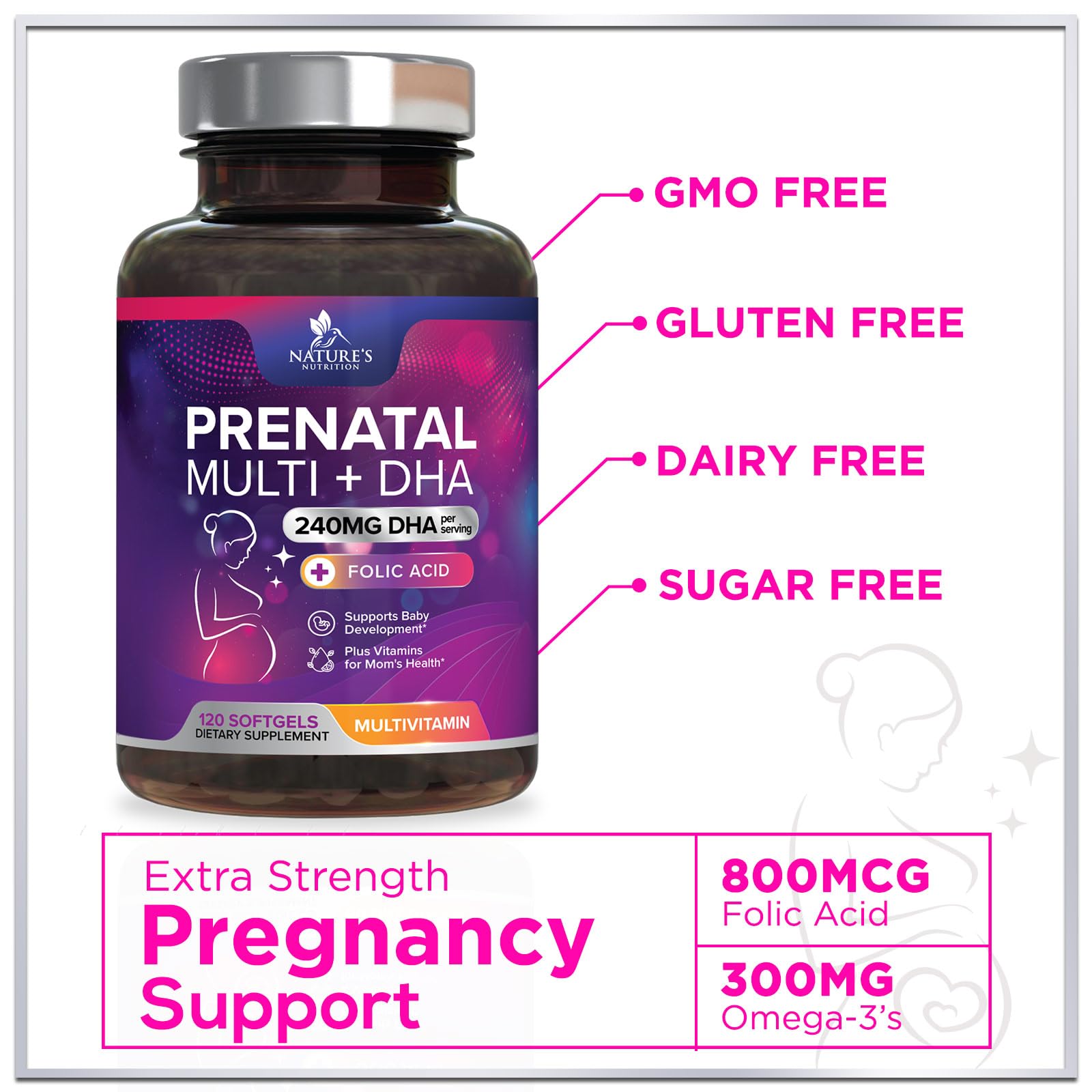 Foto 6 pulgar | Multivitamínico Prenatal Nature's Nutrition con Ácido Fólico y DHA 120 Gomitas - Venta Internacional