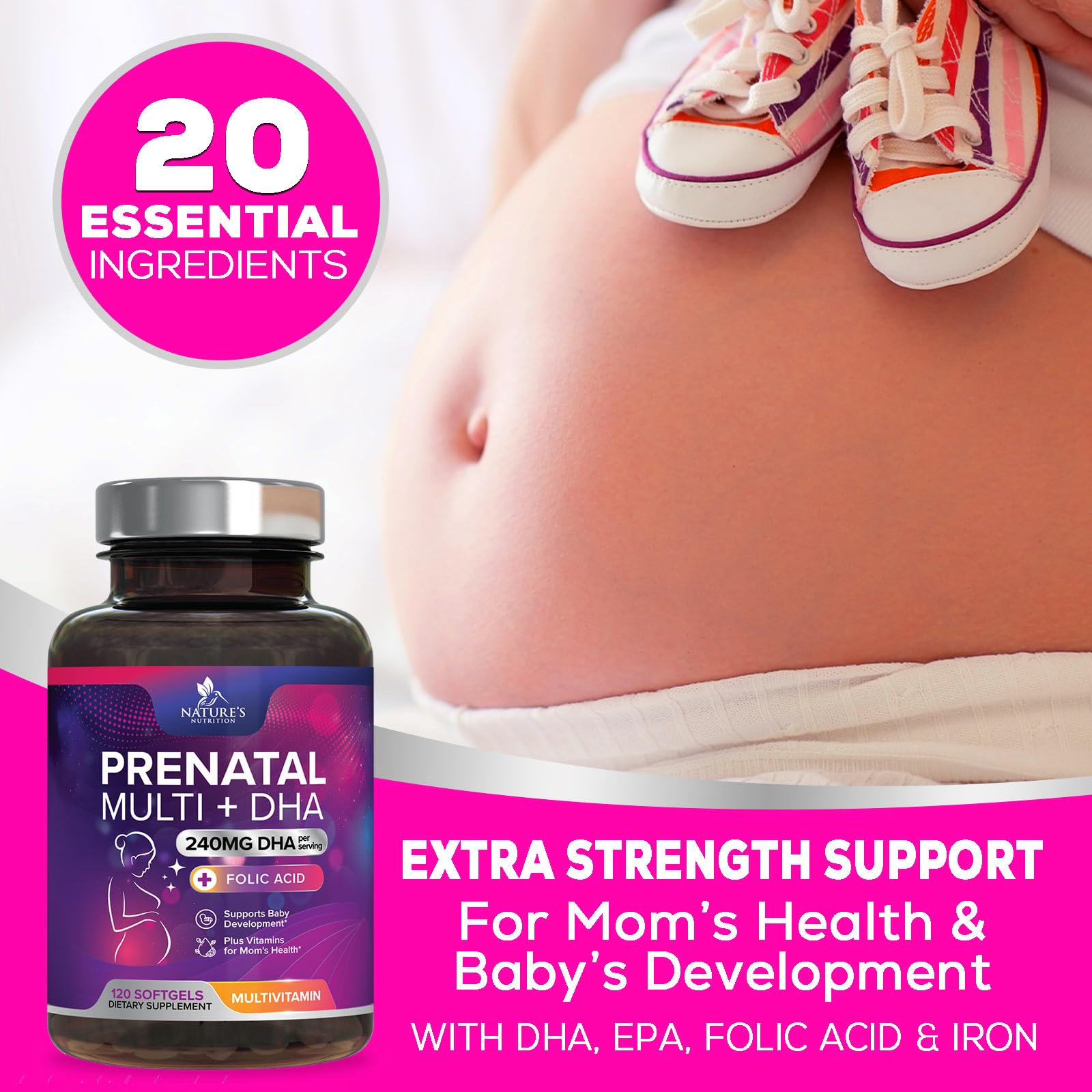 Foto 7 pulgar | Multivitamínico Prenatal Nature's Nutrition con Ácido Fólico y DHA 120 Gomitas - Venta Internacional