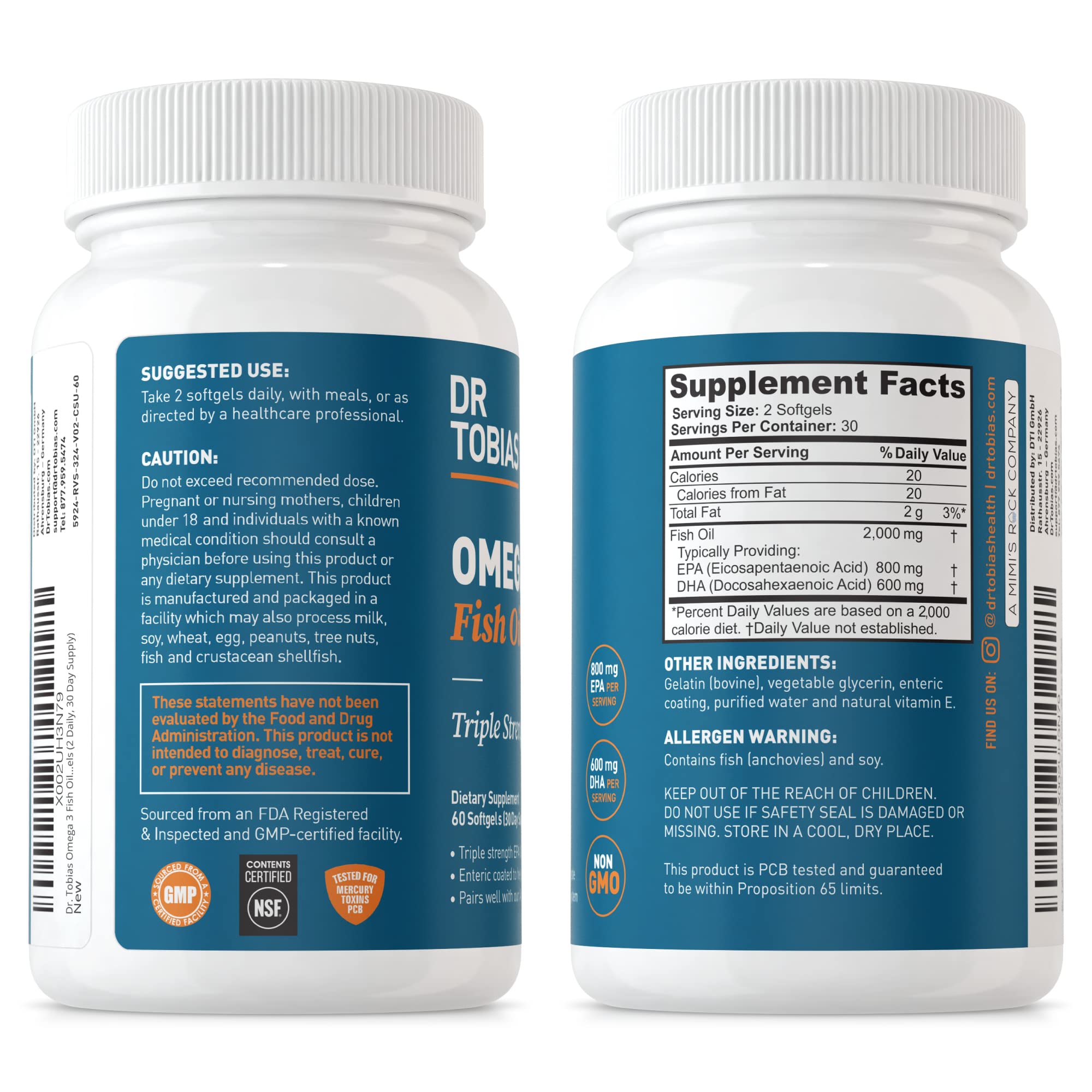 Foto 8 pulgar | Suplemento de Aceite de Pescado Omega 3 del Dr. Tobias de Triple Concentración 2000 mg - Venta Internacional