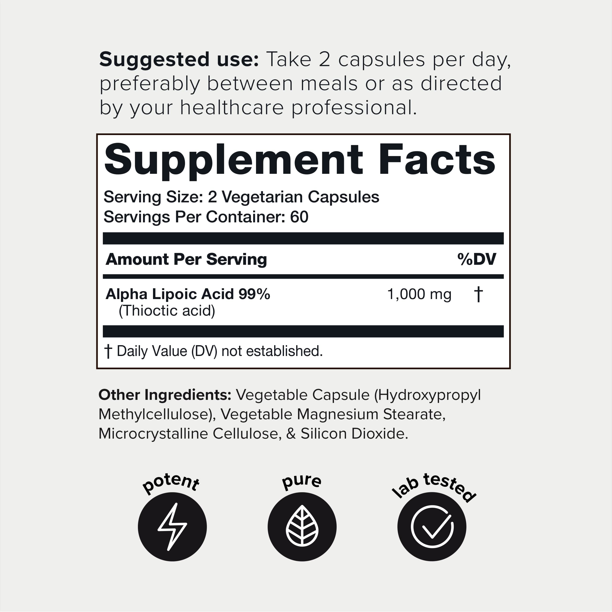 Foto 3 pulgar | Suplemento Toniiq de Ácido Alfa Lipoico 1000 Mg 120 Cápsulas - Venta Internacional