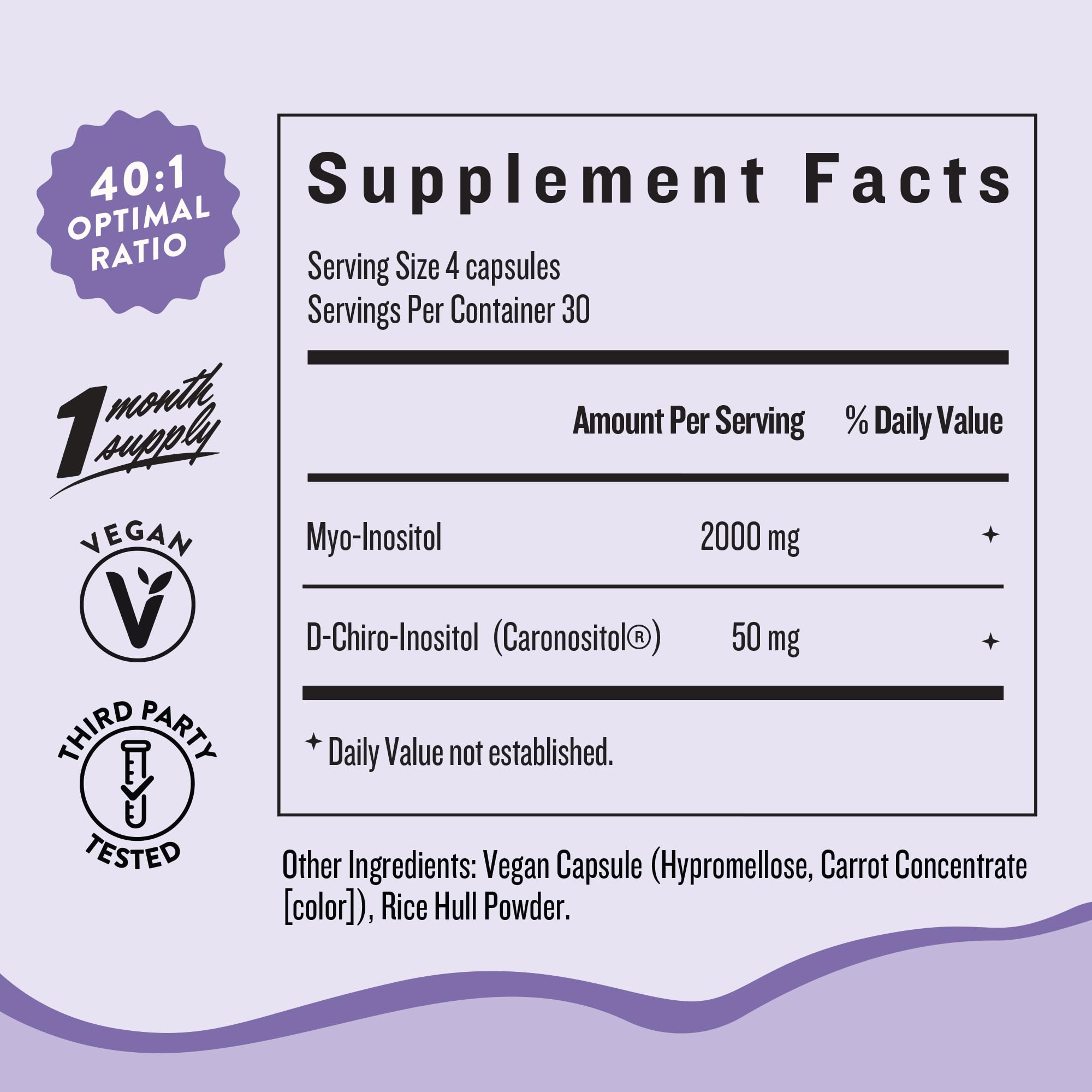 Foto 4 pulgar | Suplemento Legendairy Milk Pure Inositol Myo & D-chiro 30 Cápsulas - Venta Internacional