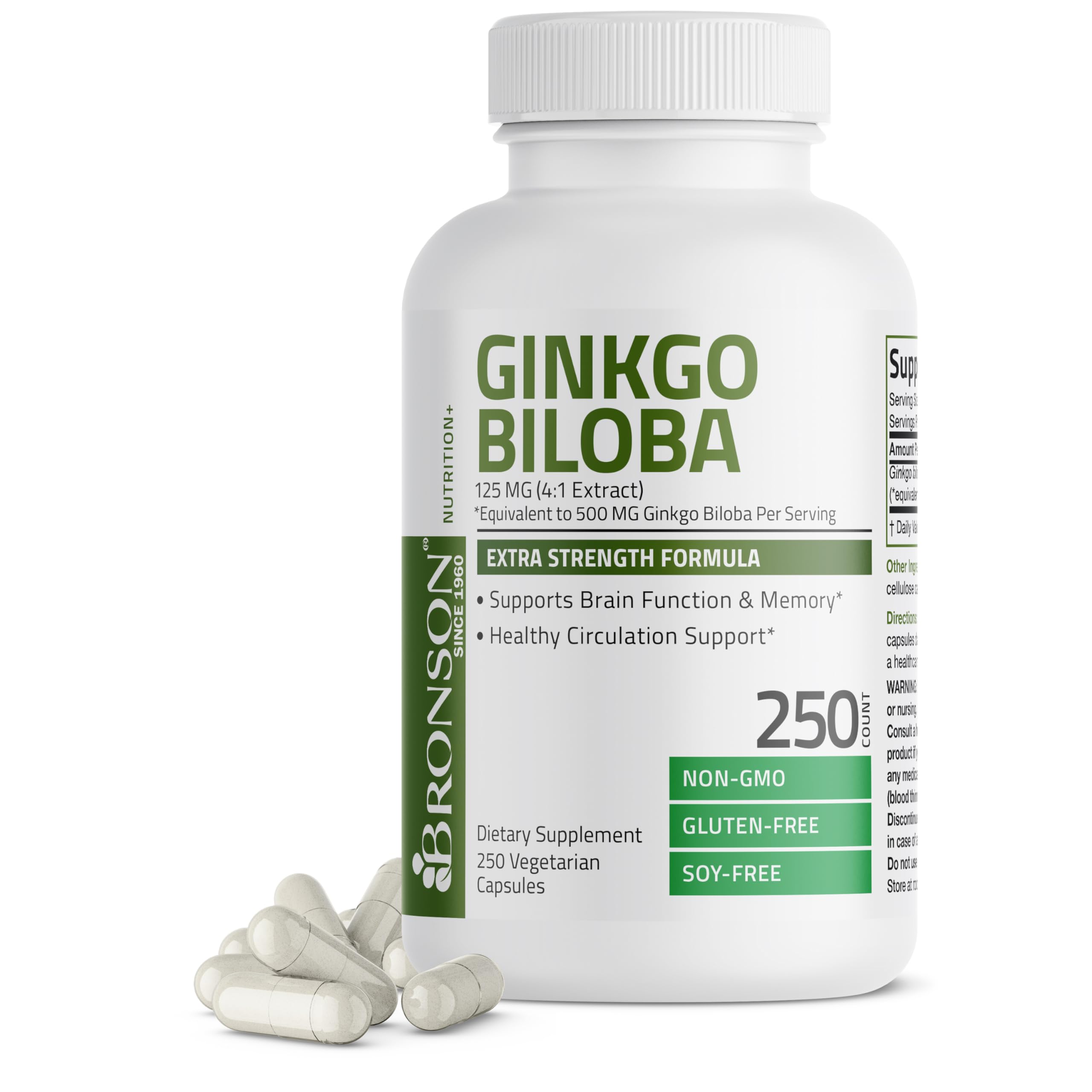 Foto 2 pulgar | Suplemento Bronson Ginkgo Biloba Extra 250 Cápsulas - Venta Internacional