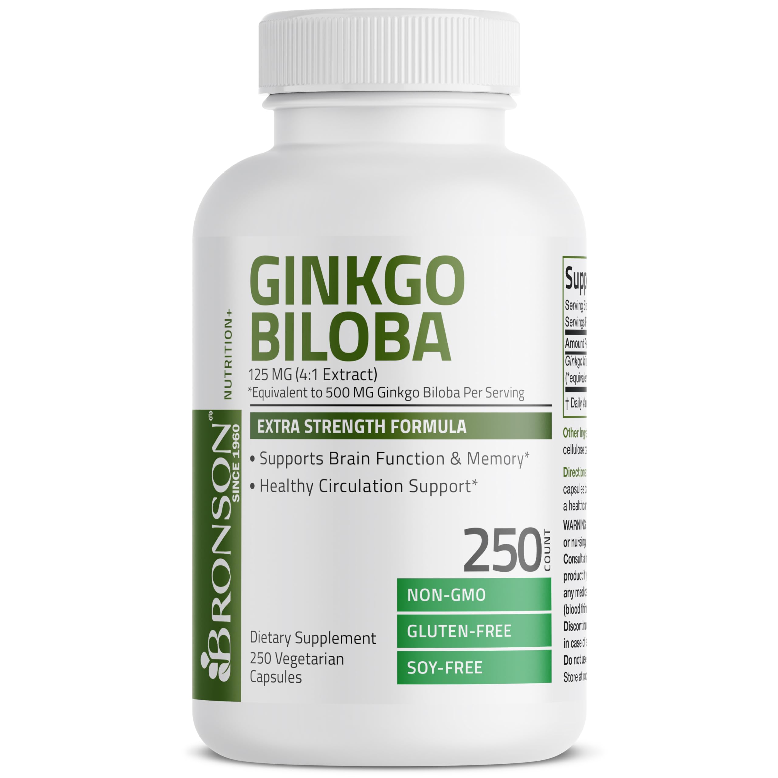 Foto 4 pulgar | Suplemento Bronson Ginkgo Biloba Extra 250 Cápsulas - Venta Internacional
