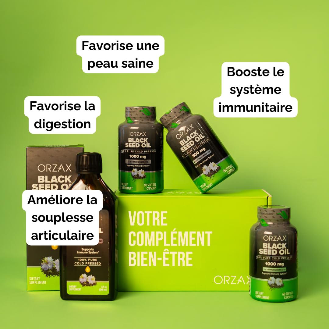 Foto 8 pulgar | Suplemento de Aceite de Semilla Negra Orzax Orgánico 1000mg 90 Cápsulas - Venta Internacional