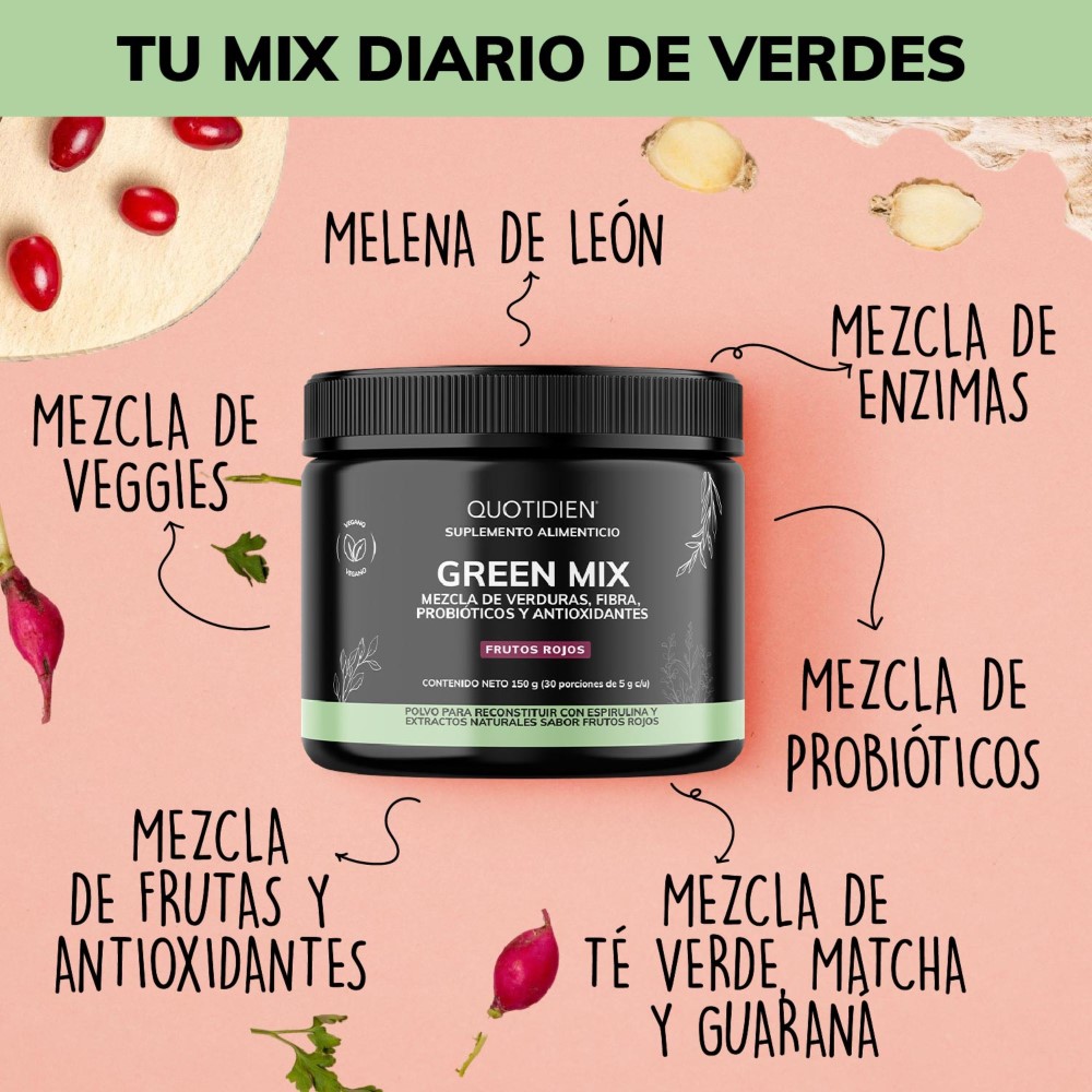 Foto 3 pulgar | Suplemento Alimenticio Quotidien Green Mix Té Matcha, Clorofila, Enzimas Digestivas, Probióticos Bloom 150g