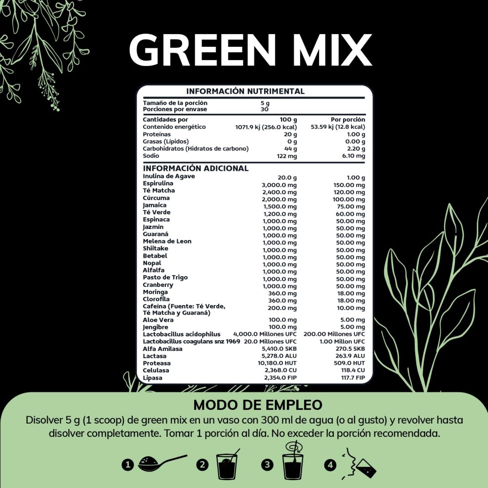 Foto 5 pulgar | Suplemento Alimenticio Quotidien Green Mix Té Matcha, Clorofila, Enzimas Digestivas, Probióticos Bloom 150g