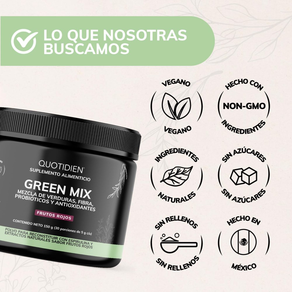 Foto 6 pulgar | Suplemento Alimenticio Quotidien Green Mix Té Matcha, Clorofila, Enzimas Digestivas, Probióticos Bloom 150g