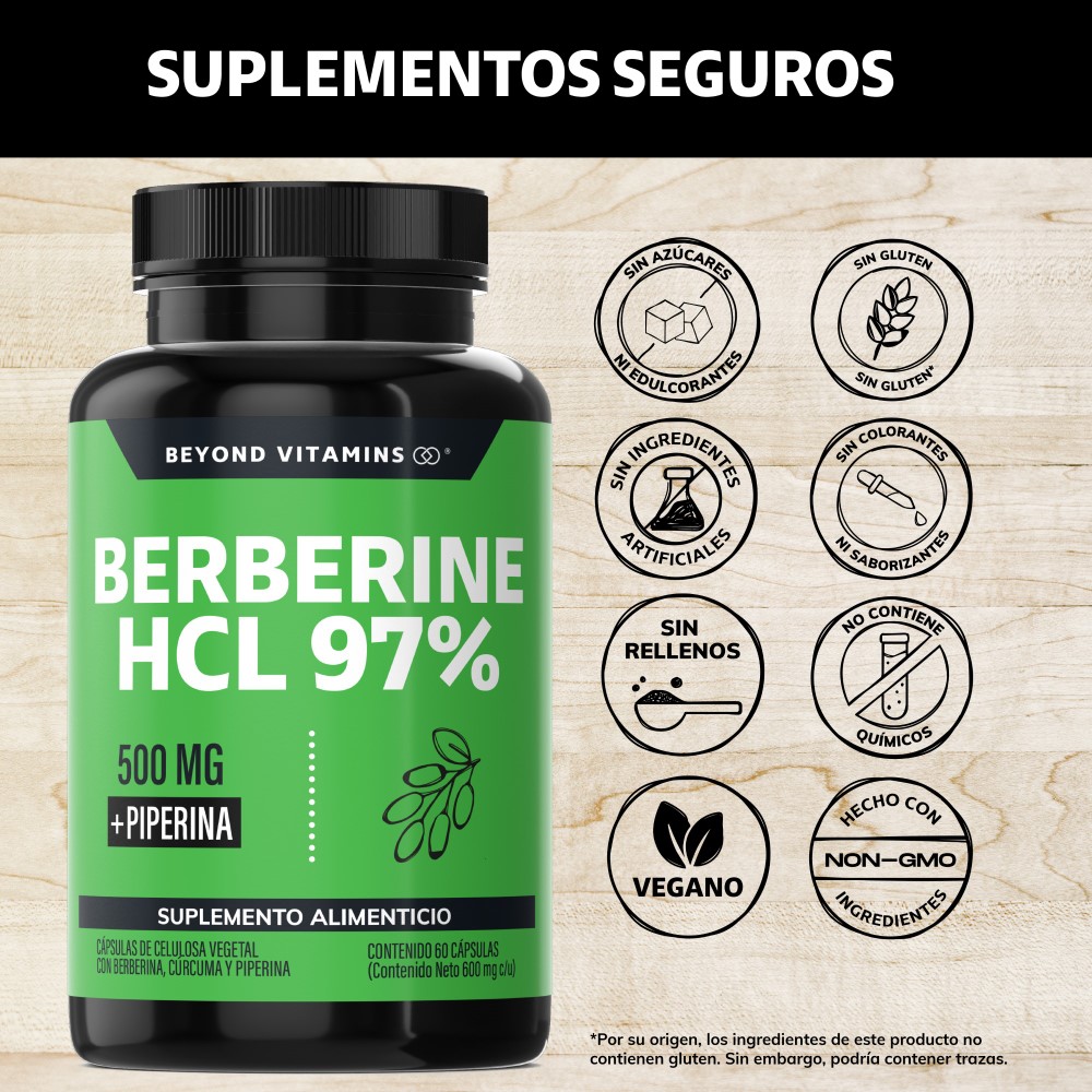 Foto 3 pulgar | Suplemento Alimenticio Berberine Hcl 97% Raíz De Cúrcuma Y Pimienta Negra Beyond Vitamins 60 Cápsulas