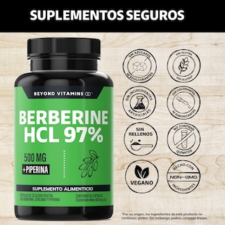 Foto 2 | Suplemento Alimenticio Berberine Hcl 97% Raíz De Cúrcuma Y Pimienta Negra Beyond Vitamins 60 Cápsulas