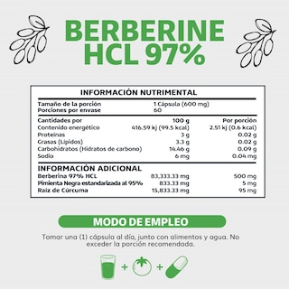 Foto 3 | Suplemento Alimenticio Berberine Hcl 97% Raíz De Cúrcuma Y Pimienta Negra Beyond Vitamins 60 Cápsulas