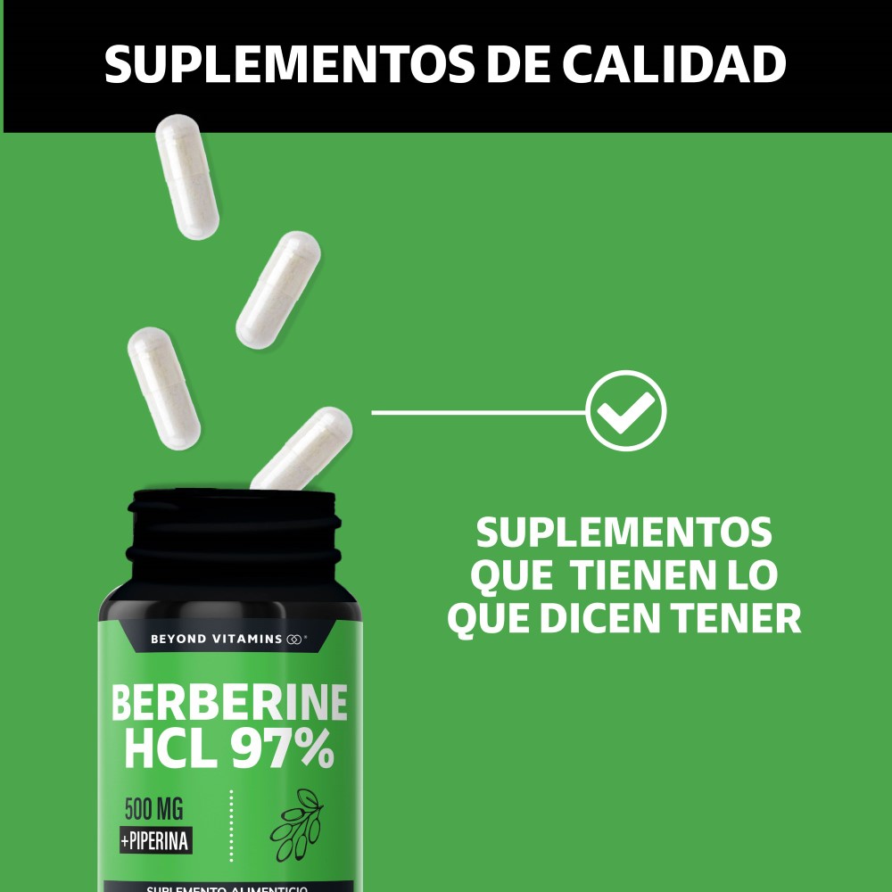 Foto 5 pulgar | Suplemento Alimenticio Berberine Hcl 97% Raíz De Cúrcuma Y Pimienta Negra Beyond Vitamins 60 Cápsulas