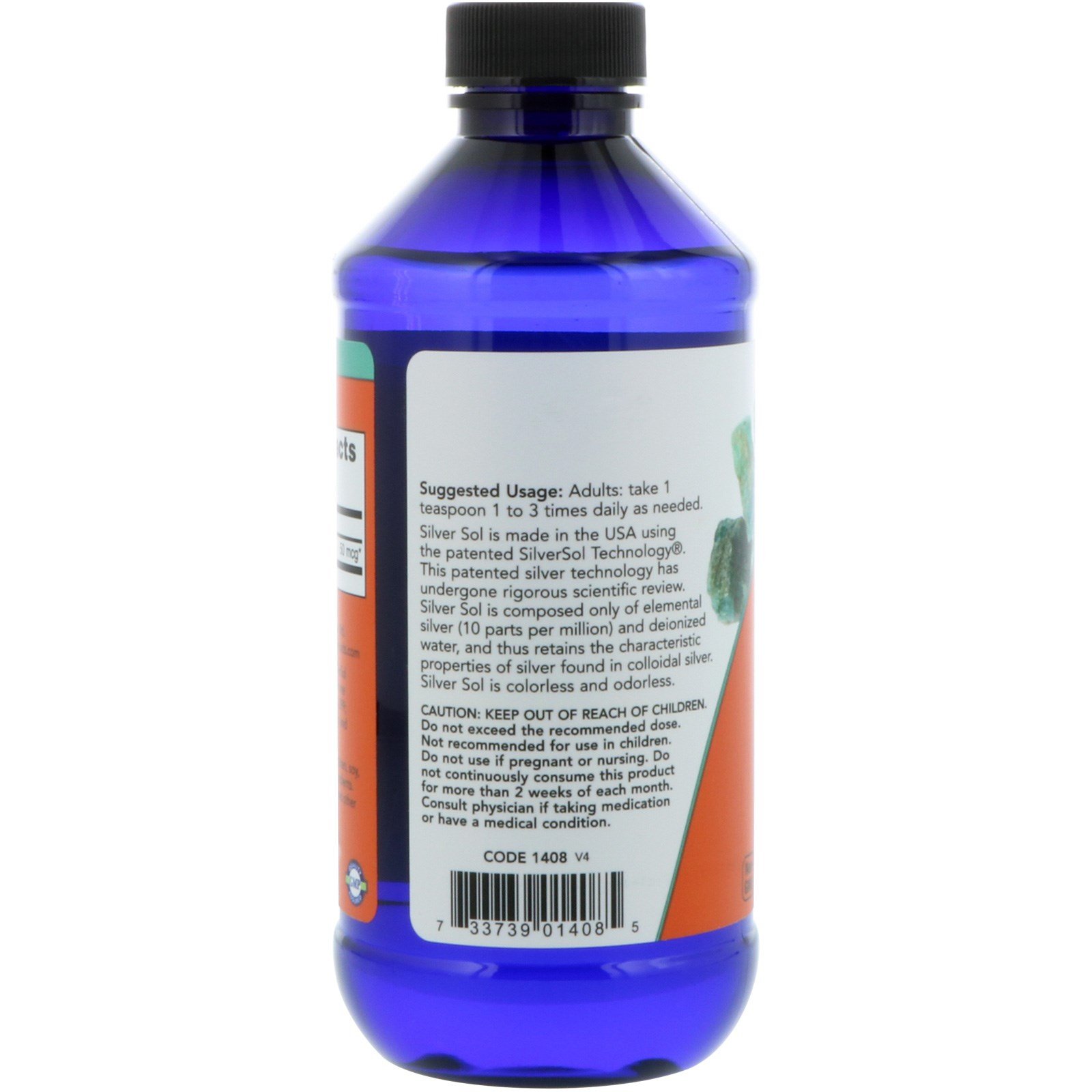 Foto 4 pulgar | Suplemento Now Silver Sol 10 Ppm con Plata Elemental de 240 ml - Venta Internacional