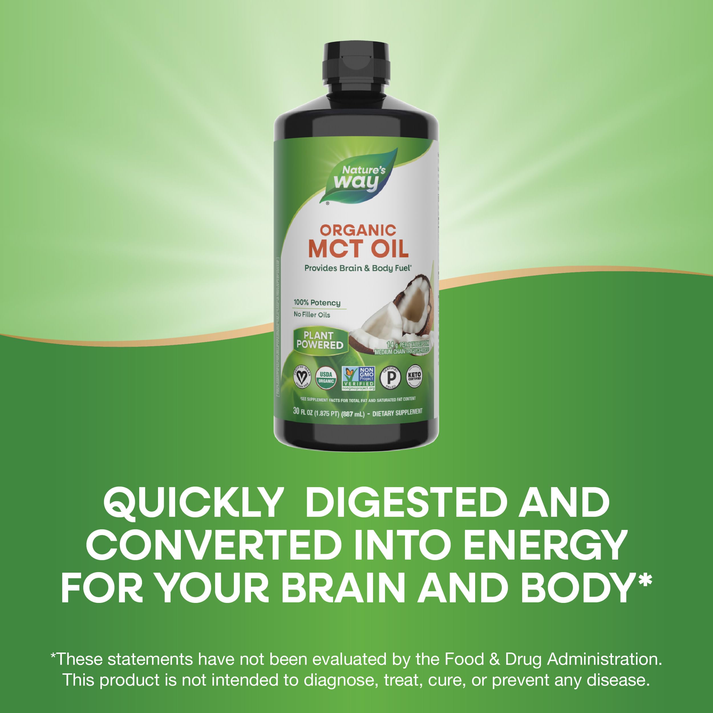 Foto 5 pulgar | Aceite MCT Nature's Way Orgánico Combustible para Cerebro y Cuerpo 900 ml - Venta Internacional