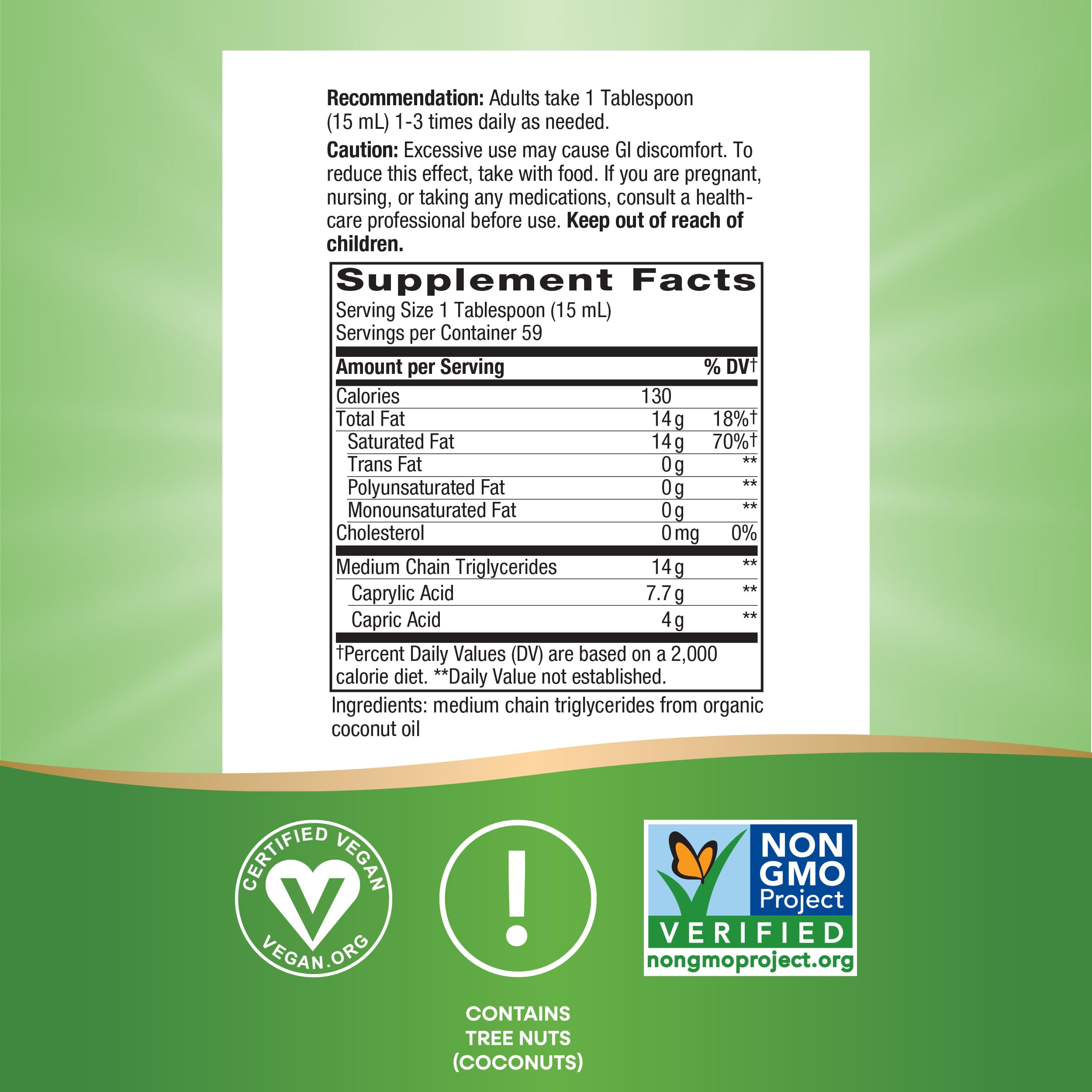 Foto 6 pulgar | Aceite MCT Nature's Way Orgánico Combustible para Cerebro y Cuerpo 900 ml - Venta Internacional