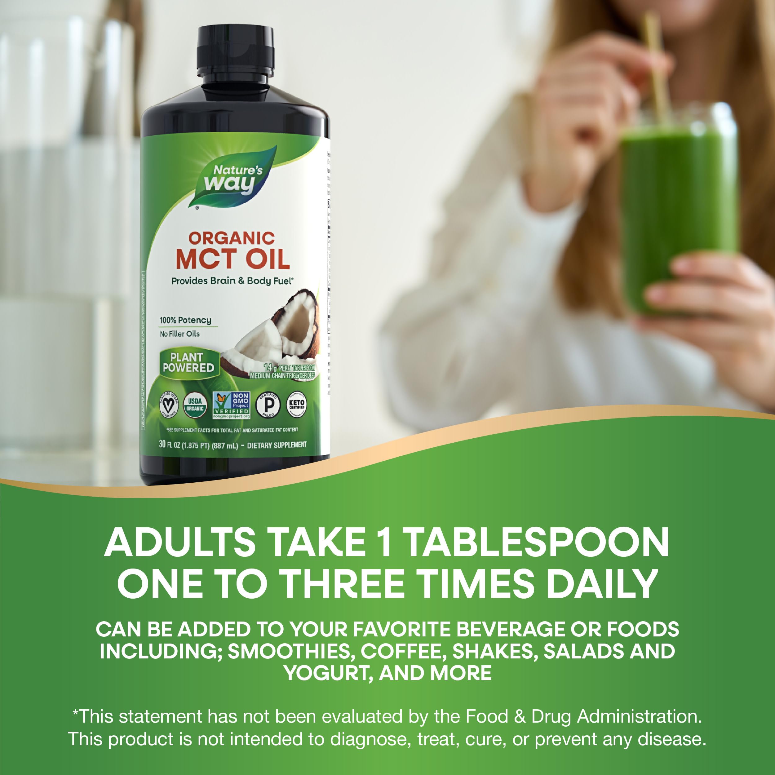 Foto 7 pulgar | Aceite MCT Nature's Way Orgánico Combustible para Cerebro y Cuerpo 900 ml - Venta Internacional