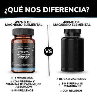 Foto 4 | Suplemento Alimenticio Quotidien Citrato Magnesio Complex 497 Mg Con Piperina 60 Cápsulas