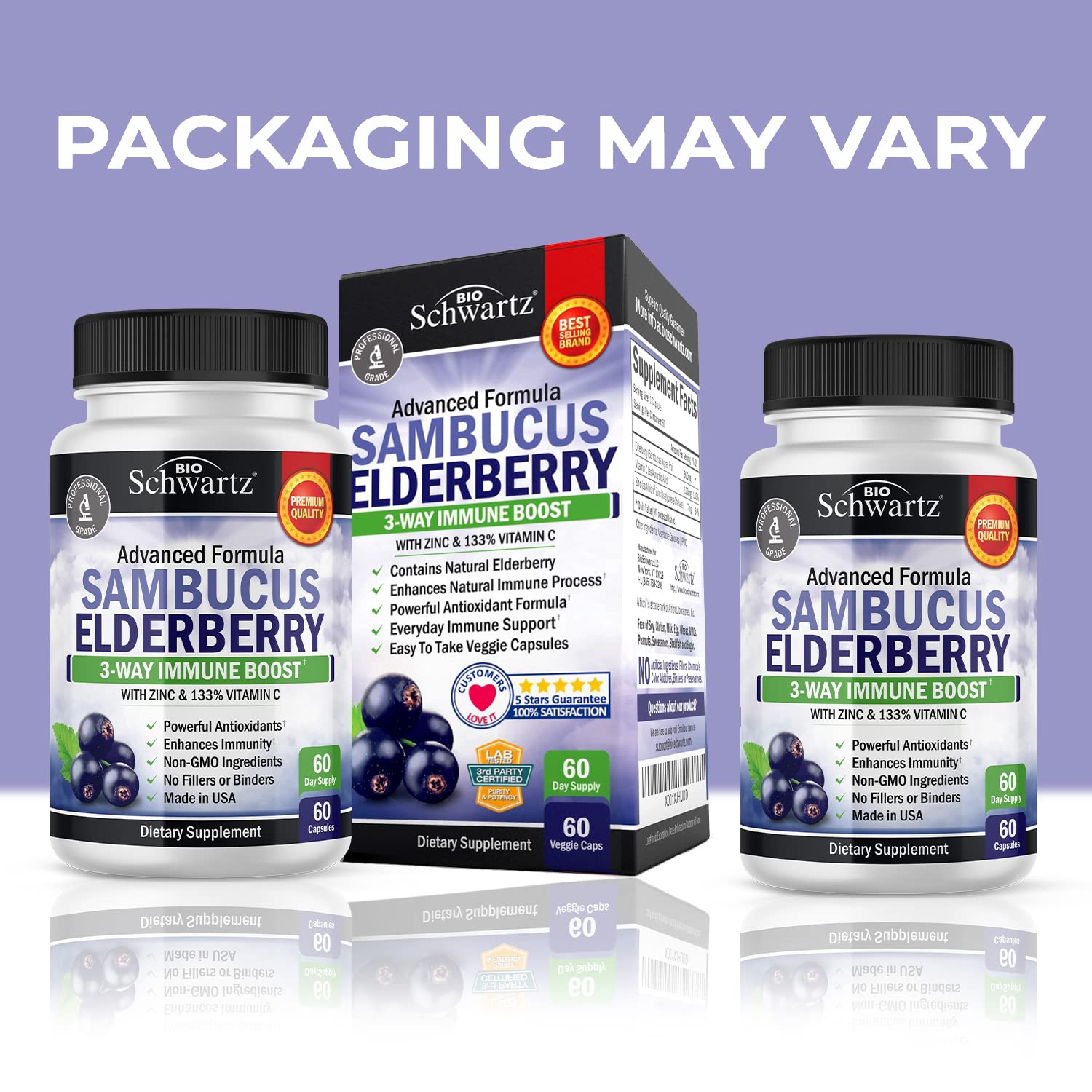 Foto 3 pulgar | Suplemento Bioschwartz Elderberry con Zinc y Vitamina C 60 Unidades - Venta Internacional