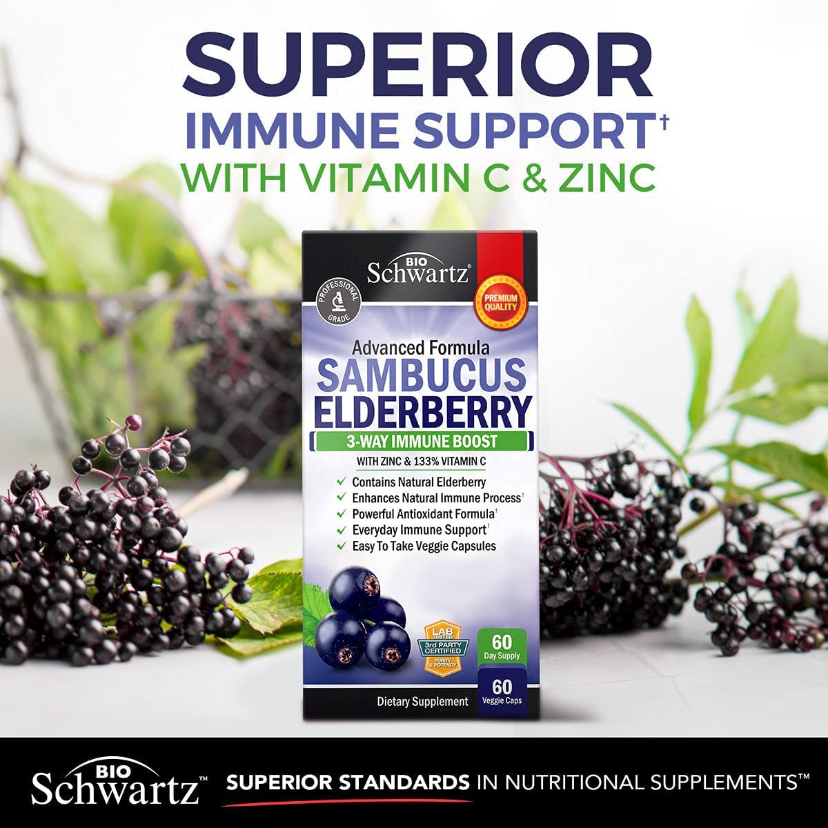 Foto 6 pulgar | Suplemento Bioschwartz Elderberry con Zinc y Vitamina C 60 Unidades - Venta Internacional