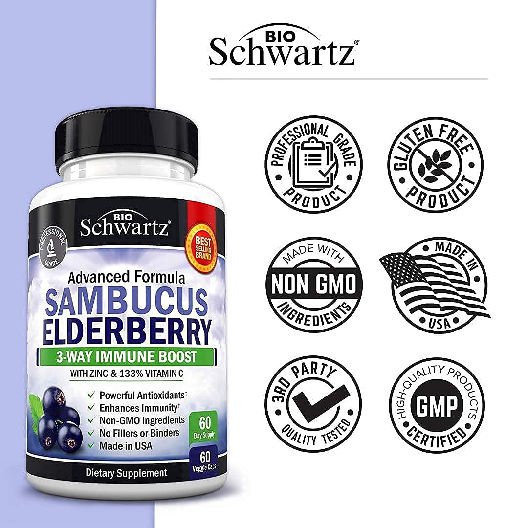 Foto 8 pulgar | Suplemento Bioschwartz Elderberry con Zinc y Vitamina C 60 Unidades - Venta Internacional