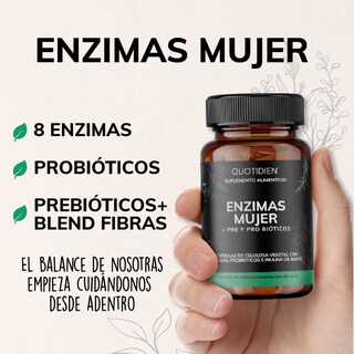Foto 2 | Suplemento Alimenticio Quotidien Enzimas Digestivas + Probióticos + Prebióticos (fibras) Fibras 60 Cápsulas