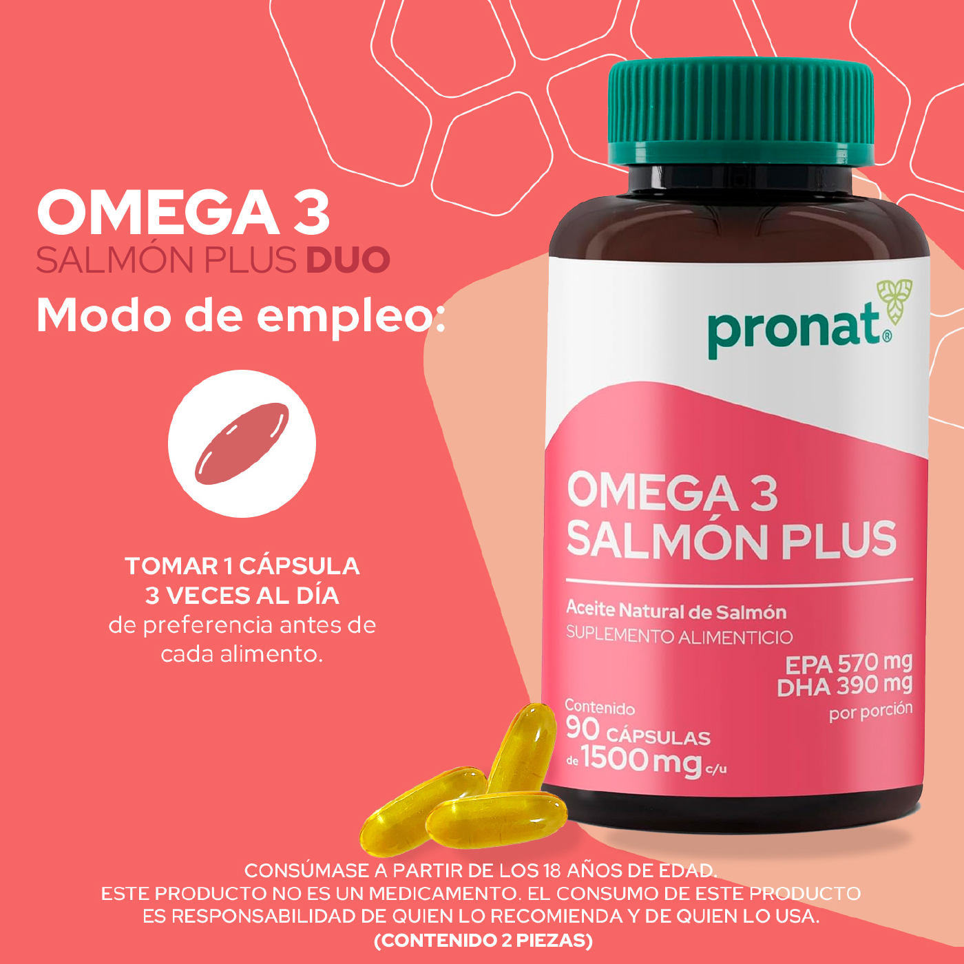 Foto 4 pulgar | Suplemento Salmón Plus Dúo 180 Cápsulas
