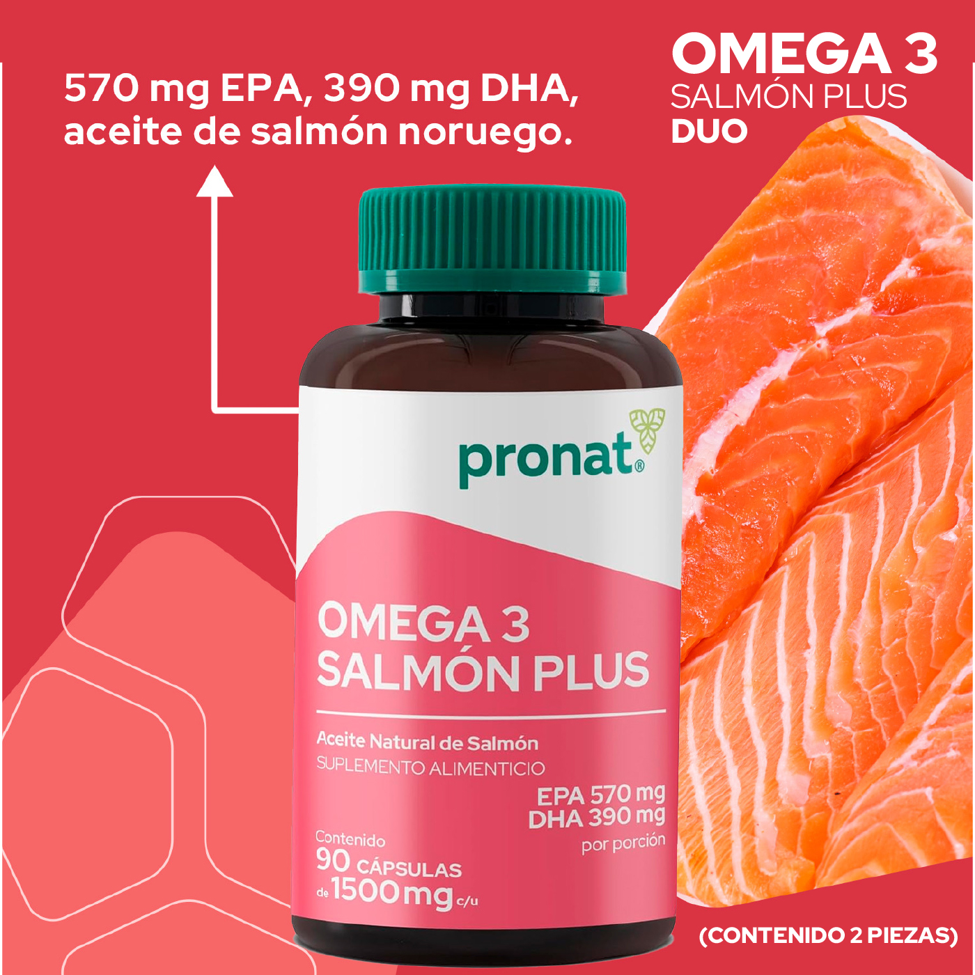 Foto 5 pulgar | Suplemento Salmón Plus Dúo 180 Cápsulas
