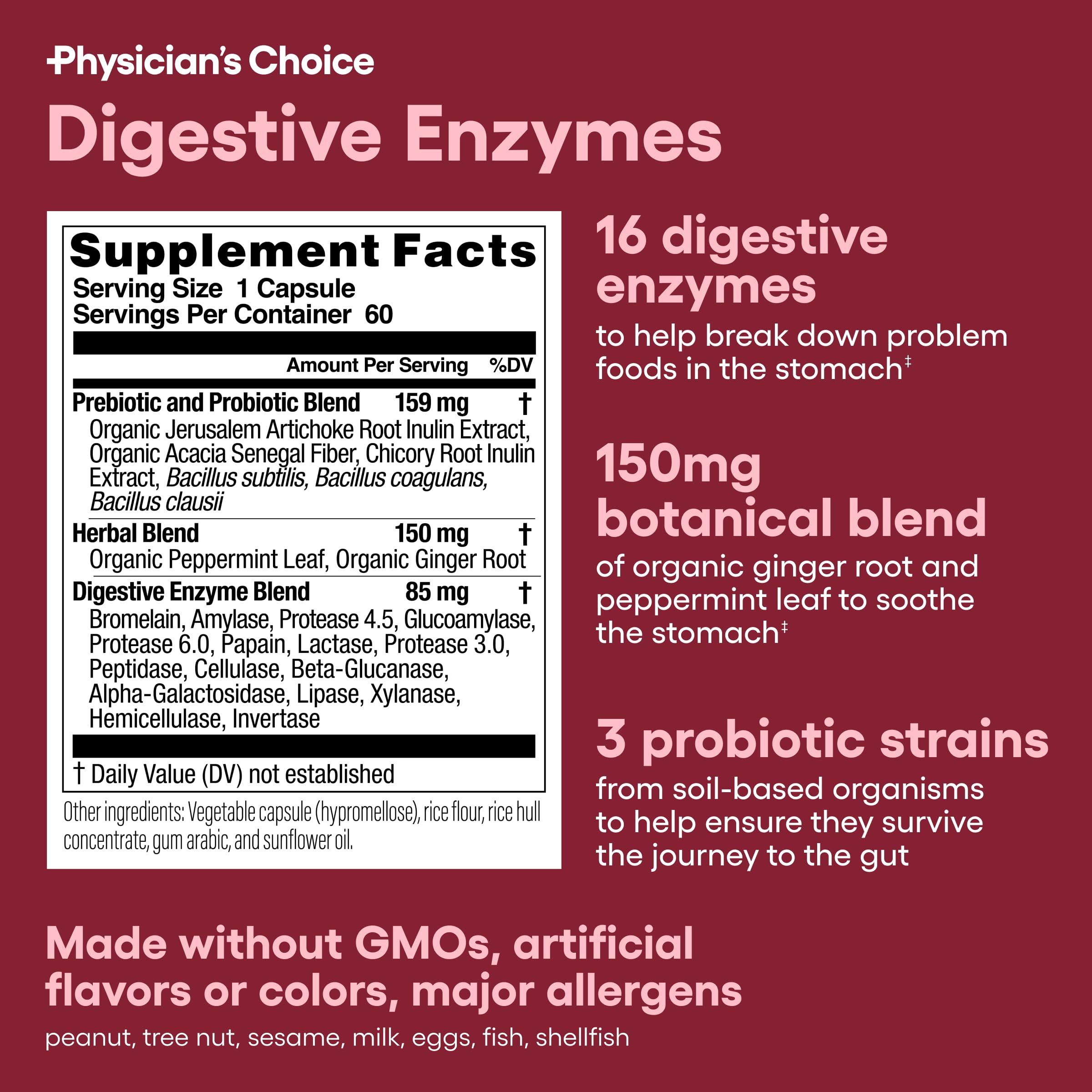 Foto 5 | Enzimas Digestivas Physician's Choice 60 Comprimidos - Venta Internacional