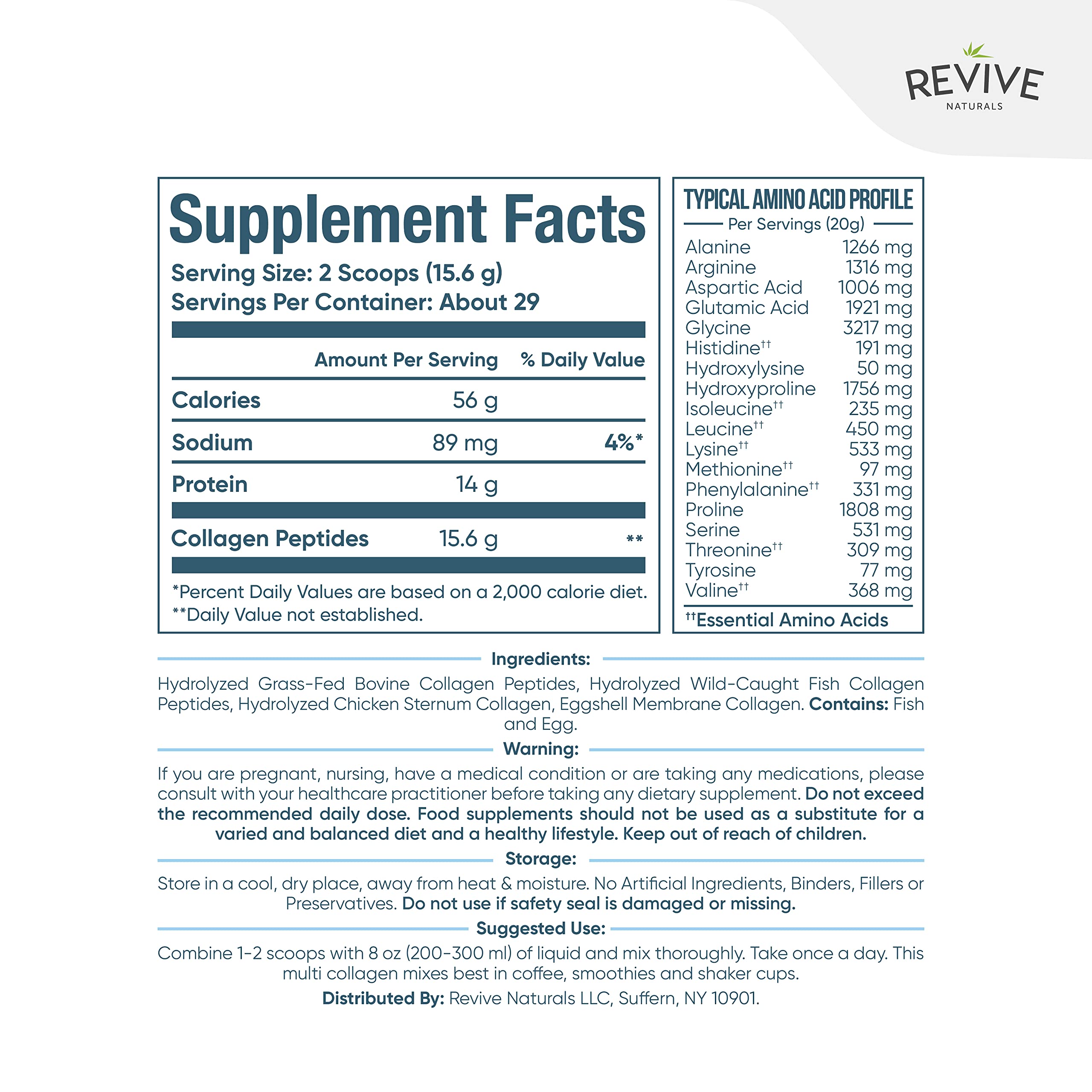 Foto 3 pulgar | Proteína de Colágeno en Polvo Revive Naturals Multi 473 ml Tipos I + II + III + V + X - Venta Internacional