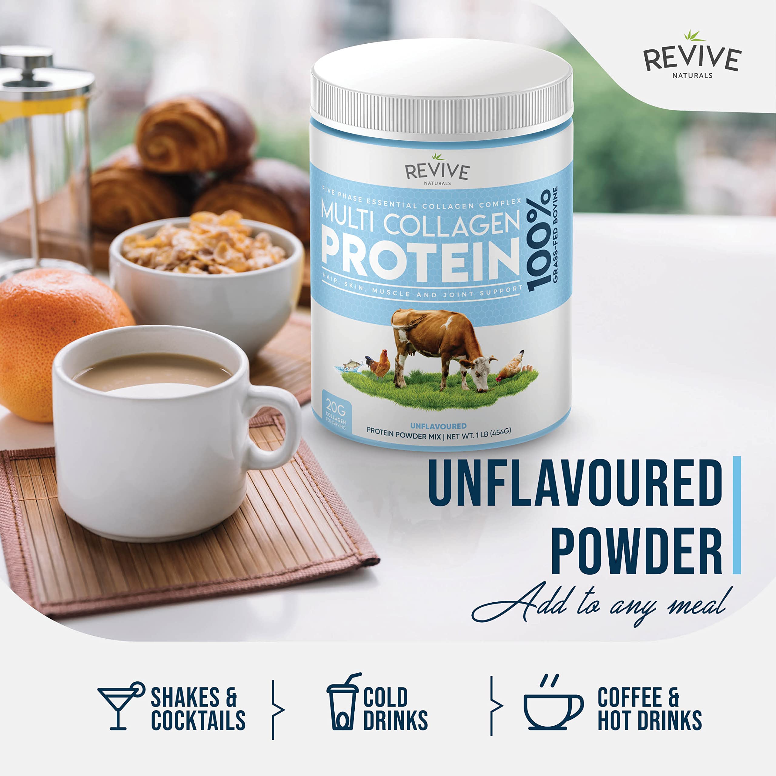 Foto 4 pulgar | Proteína de Colágeno en Polvo Revive Naturals Multi 473 ml Tipos I + II + III + V + X - Venta Internacional