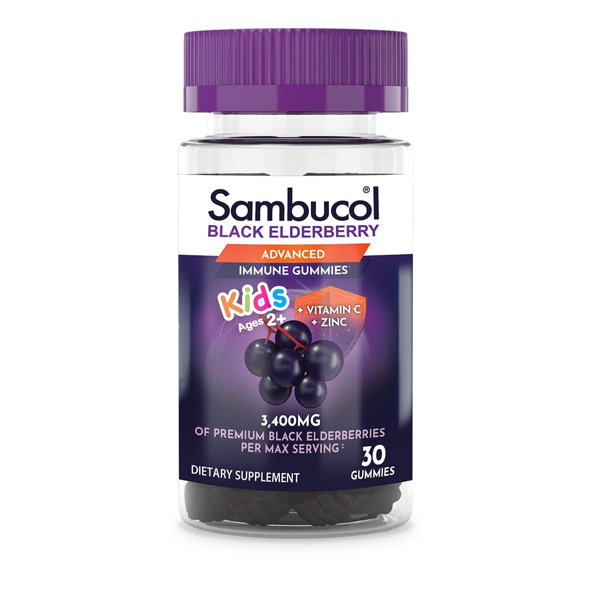 Foto 2 pulgar | Gomitas Sambucol Black Elderberry con Vitamina C y Zinc Kids - Venta Internacional