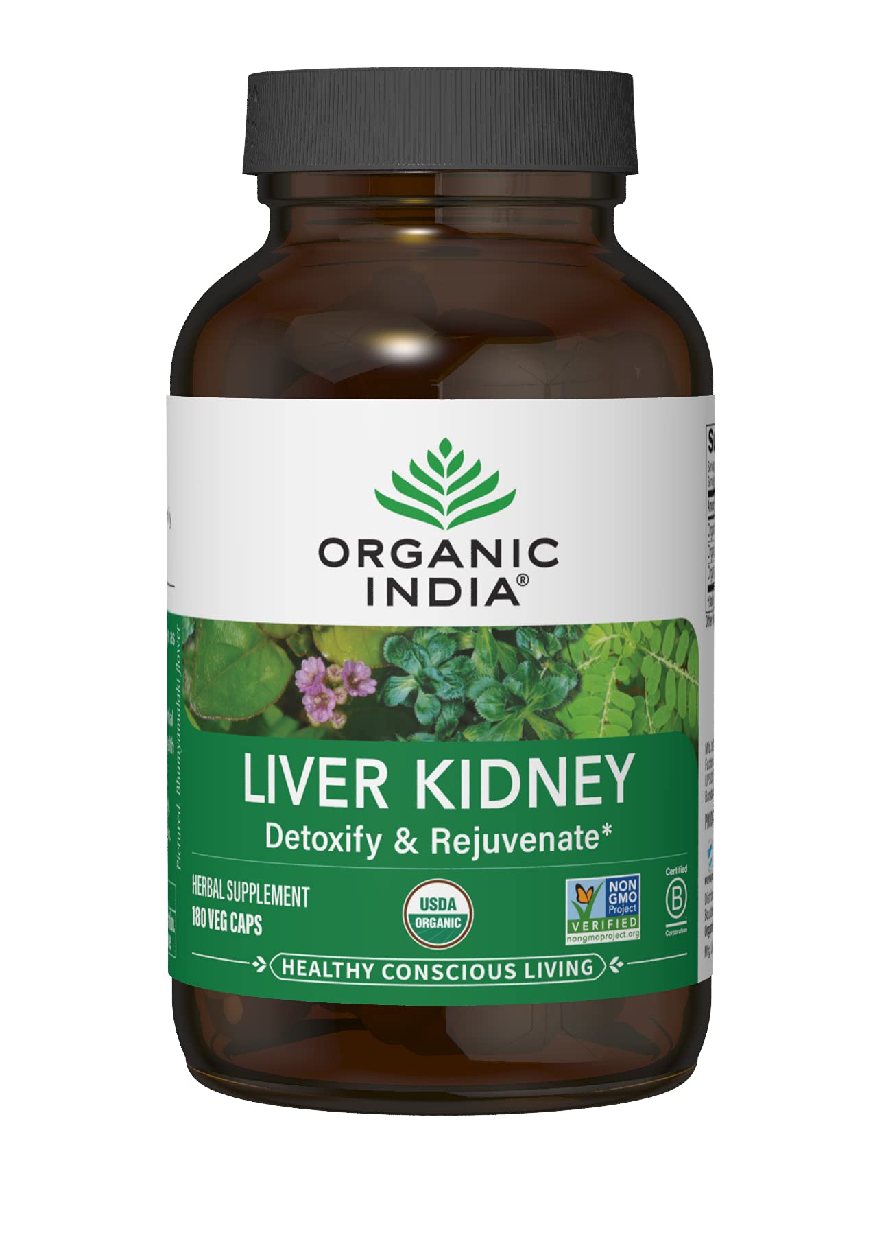 Foto 2 pulgar | Suplemento Organic India para Limpiar el Hígado y los Riñones 180 Cápsulas - Venta Internacional
