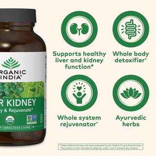 Foto 3 | Suplemento Organic India para Limpiar el Hígado y los Riñones 180 Cápsulas - Venta Internacional