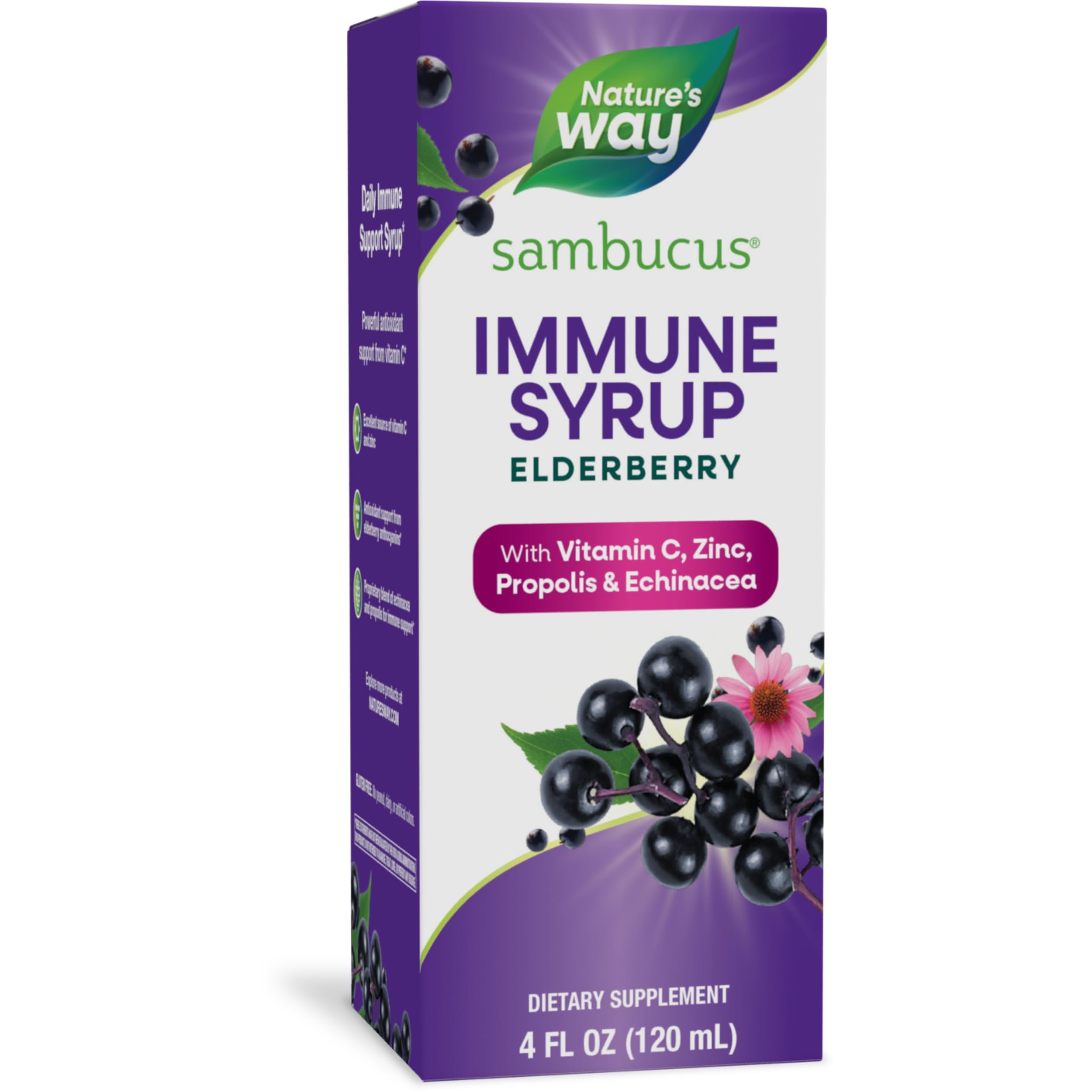 Foto 2 pulgar | Suplemento Nature's Way Sambucus Elderberry Immune 120 Ml con Vitamina C Zinc Equinácea y Propóleo - Venta Internacion