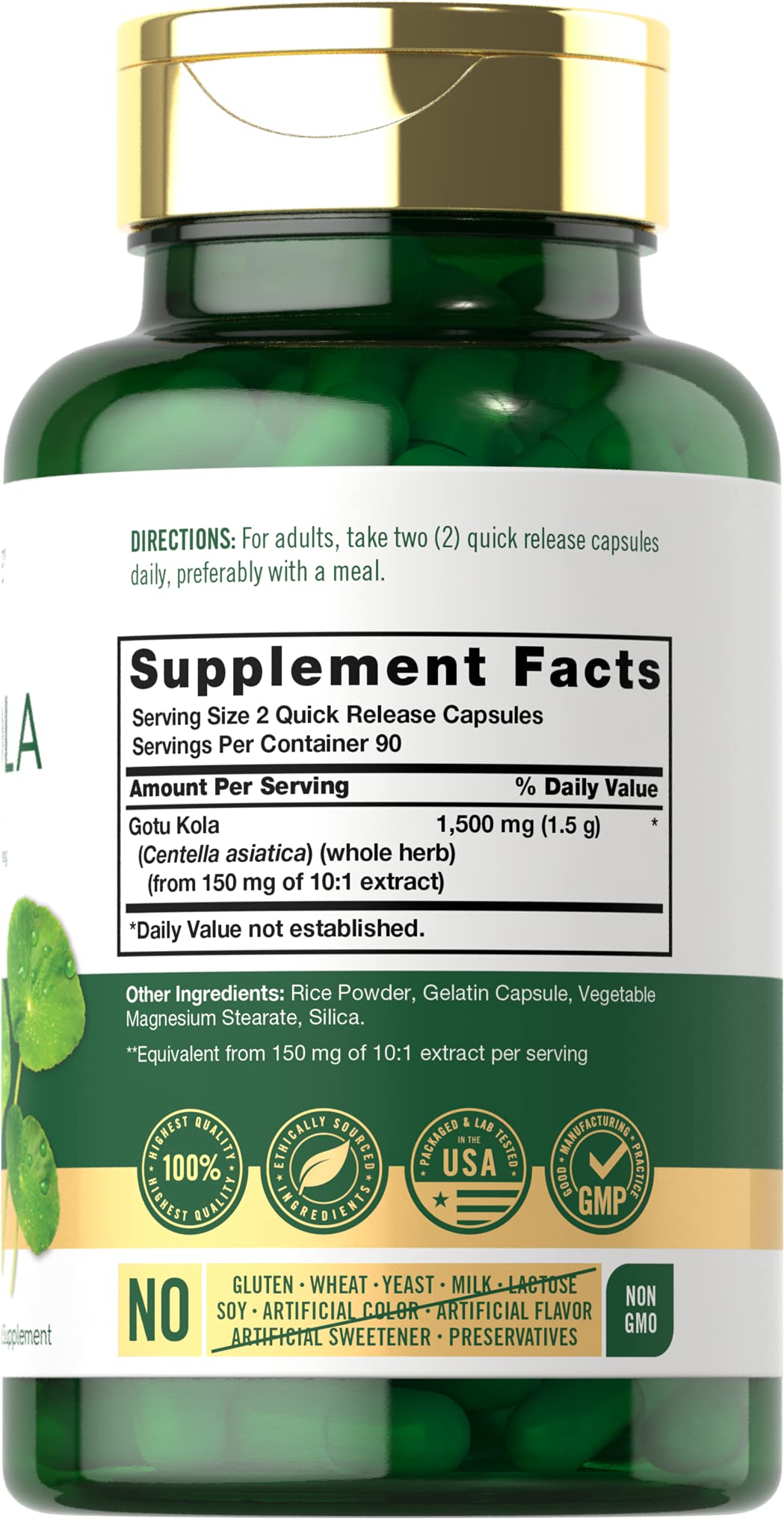 Foto 2 | Suplemento Carlyle Gotu Kola 1500 mg 180 Cápsulas - Venta Internacional